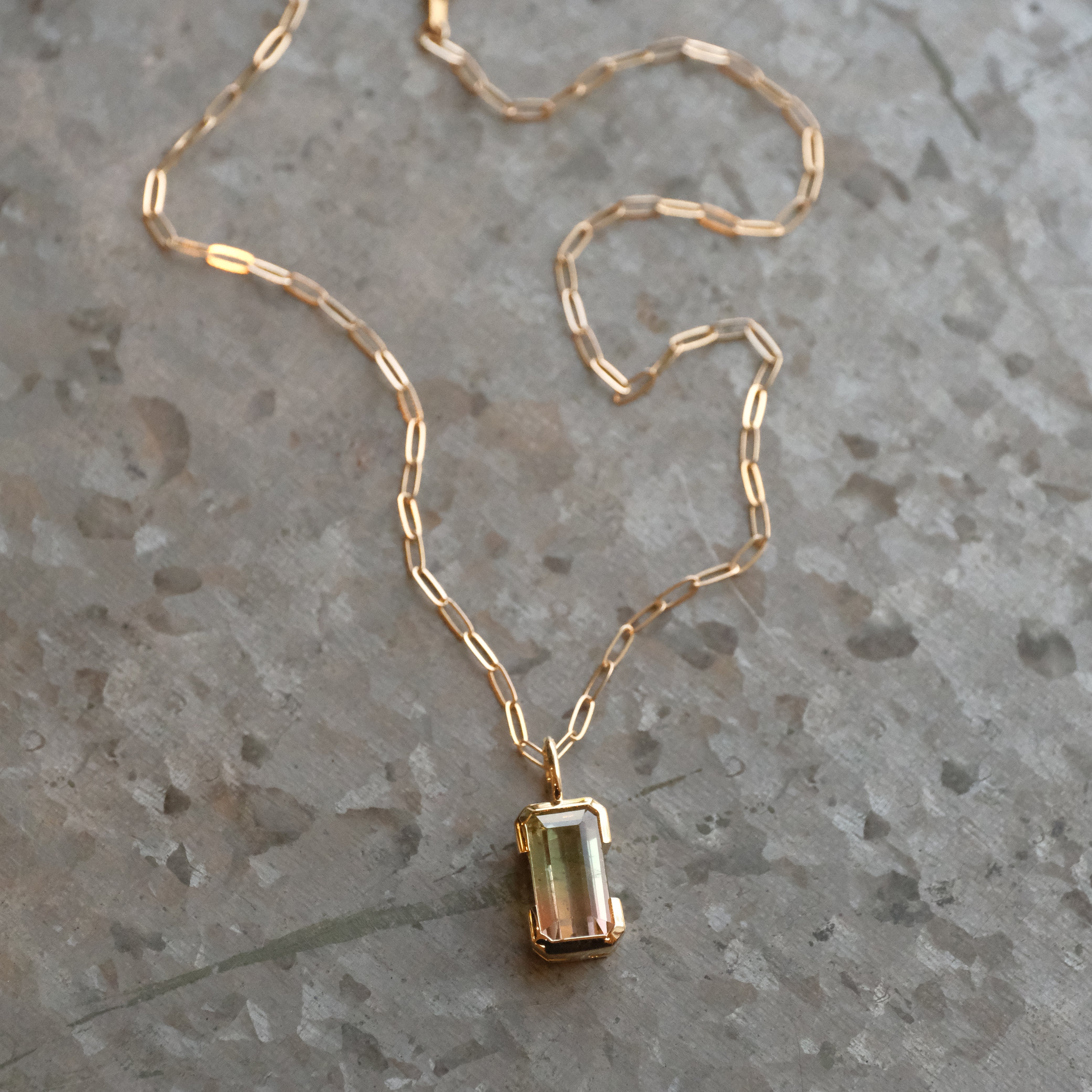 14k + Tourmaline Sherbert Necklace - One of a Kind