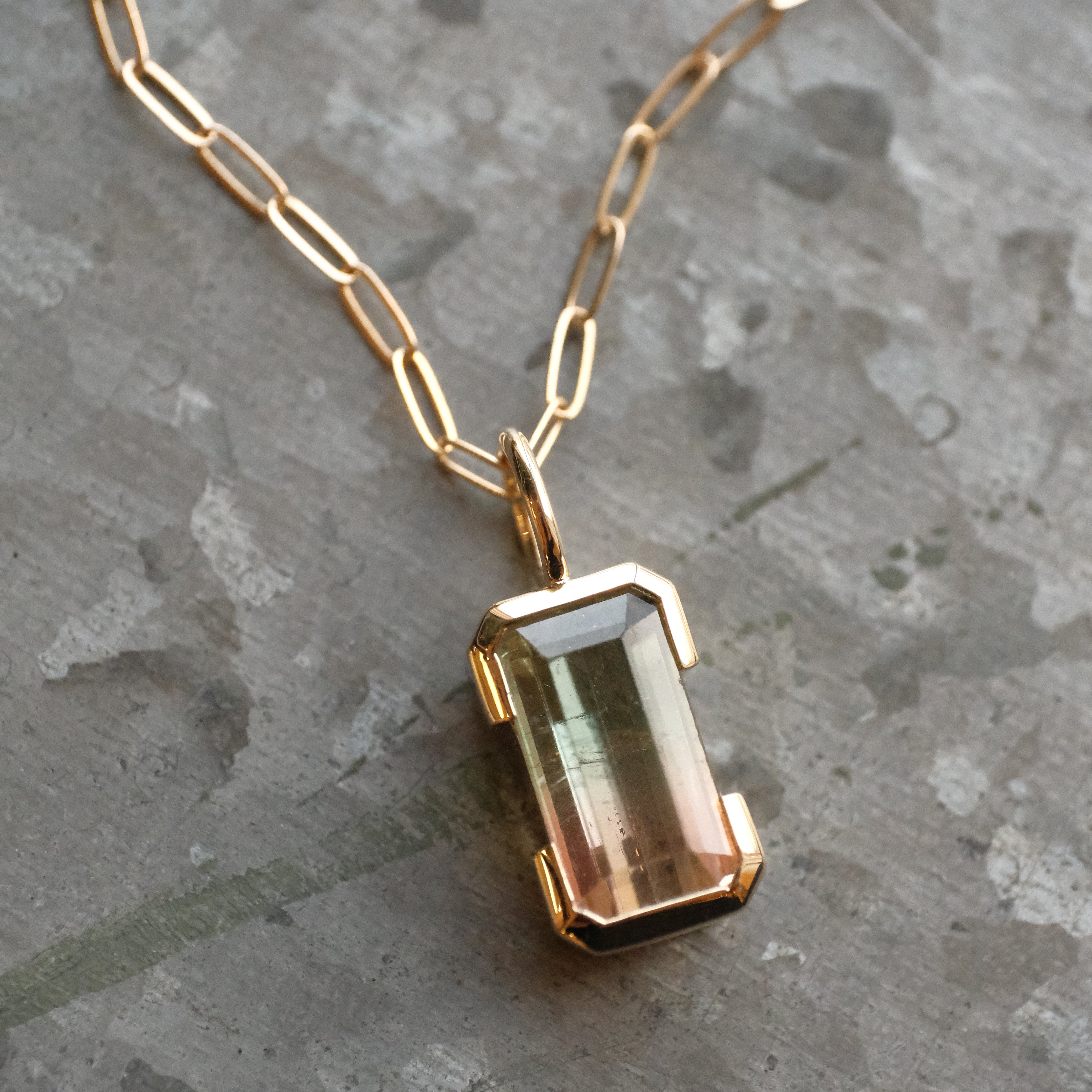 14k + Tourmaline Sherbert Necklace - One of a Kind