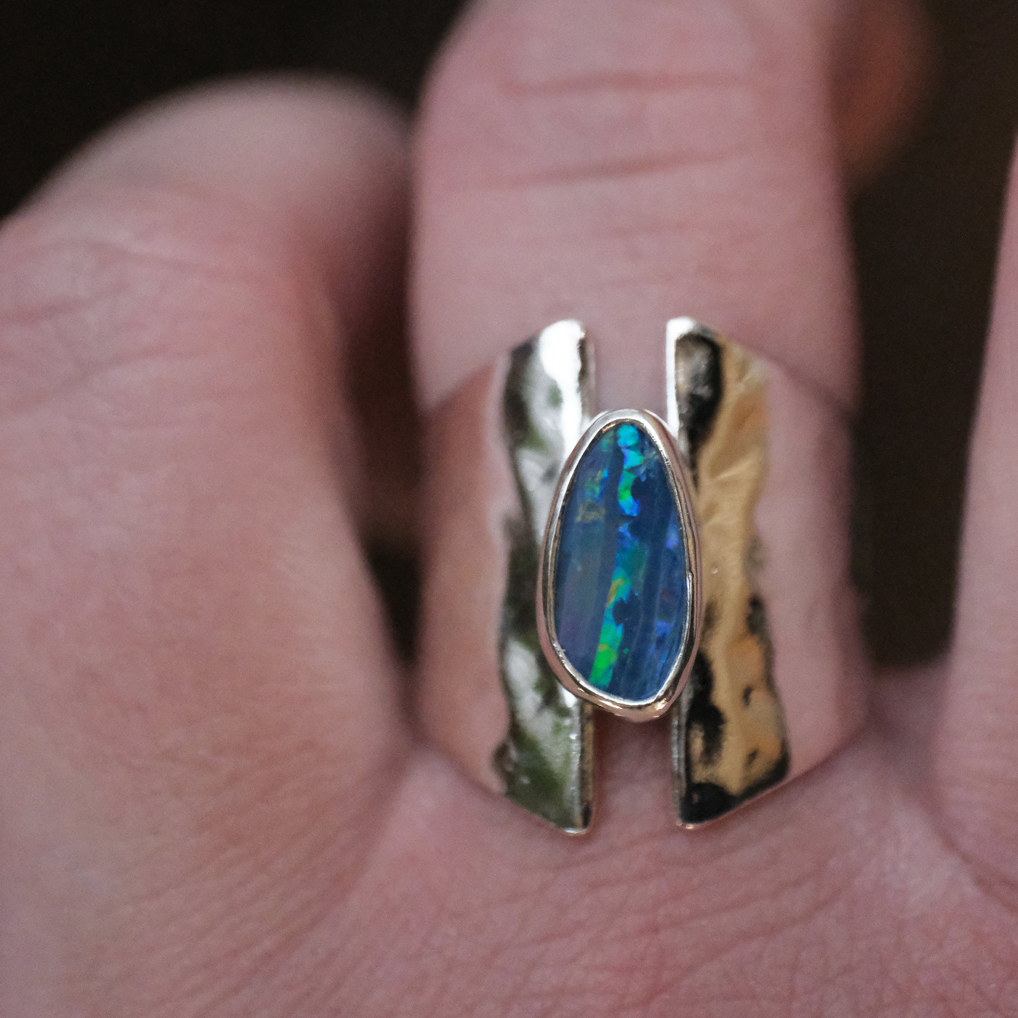Australian Opal Shield Ring (Size 6) - One of a Kind