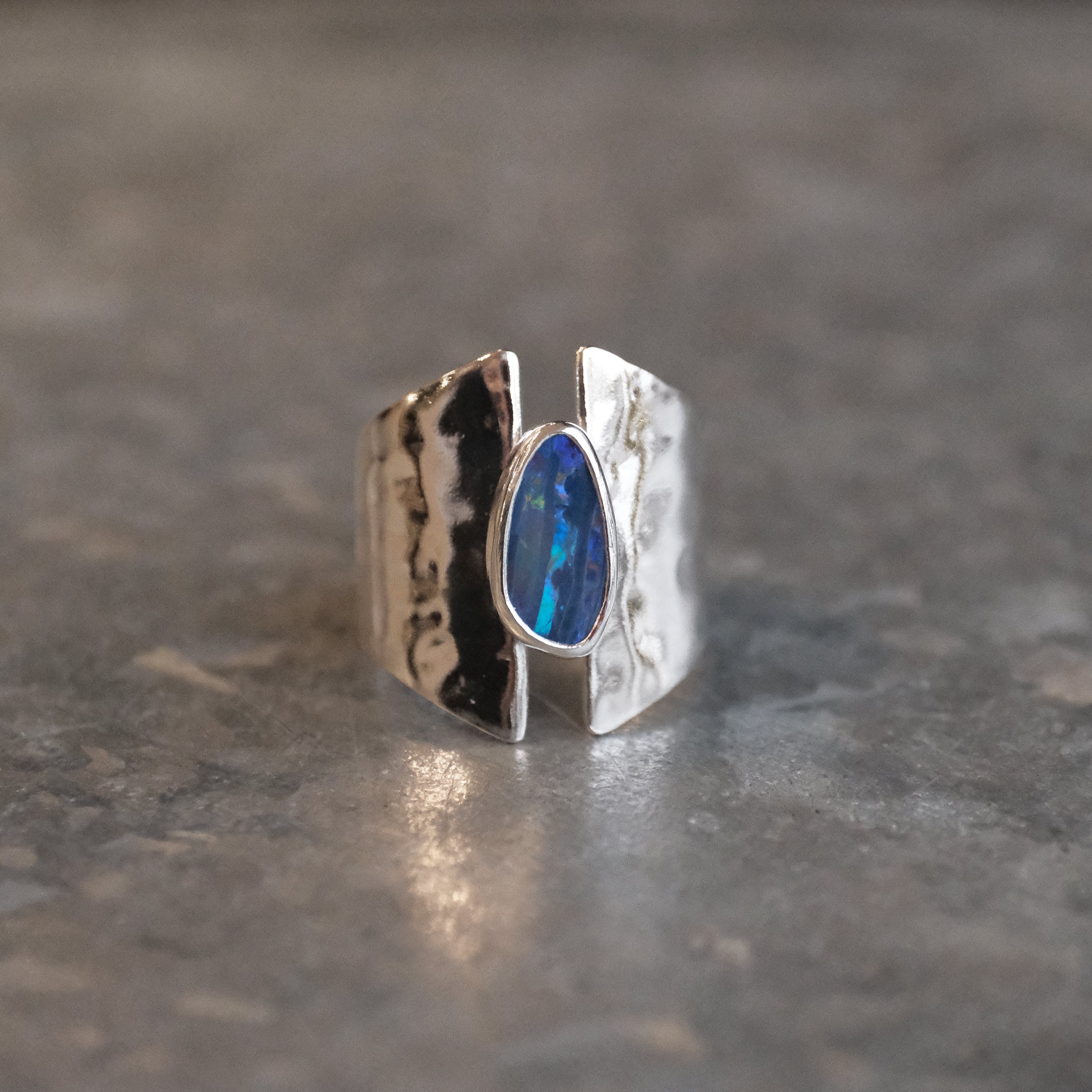 Australian Opal Shield Ring (Size 6) - One of a Kind