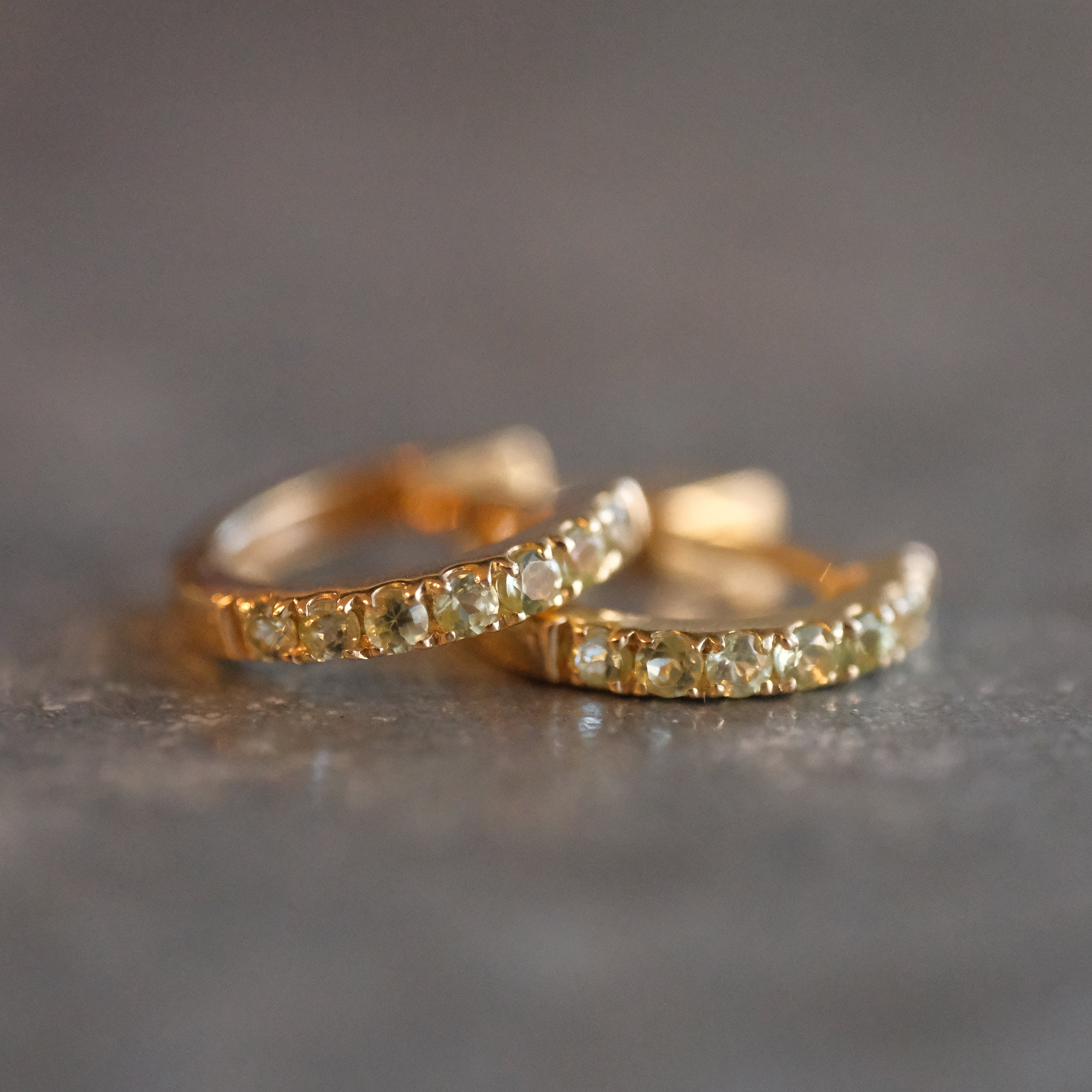14k + Peridot Huggers