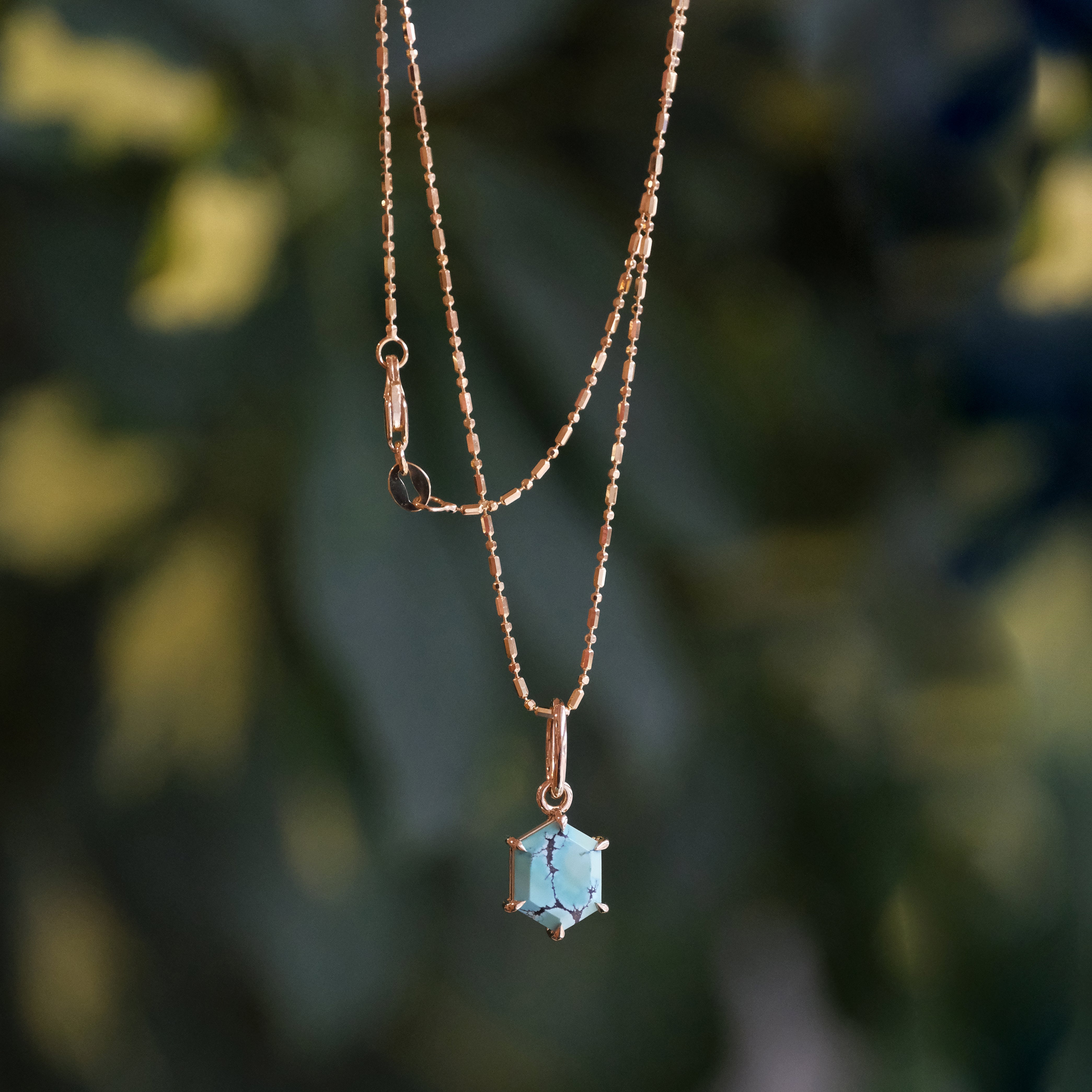 14k + Hubei Turquoise Hexi Necklace - One of a Kind