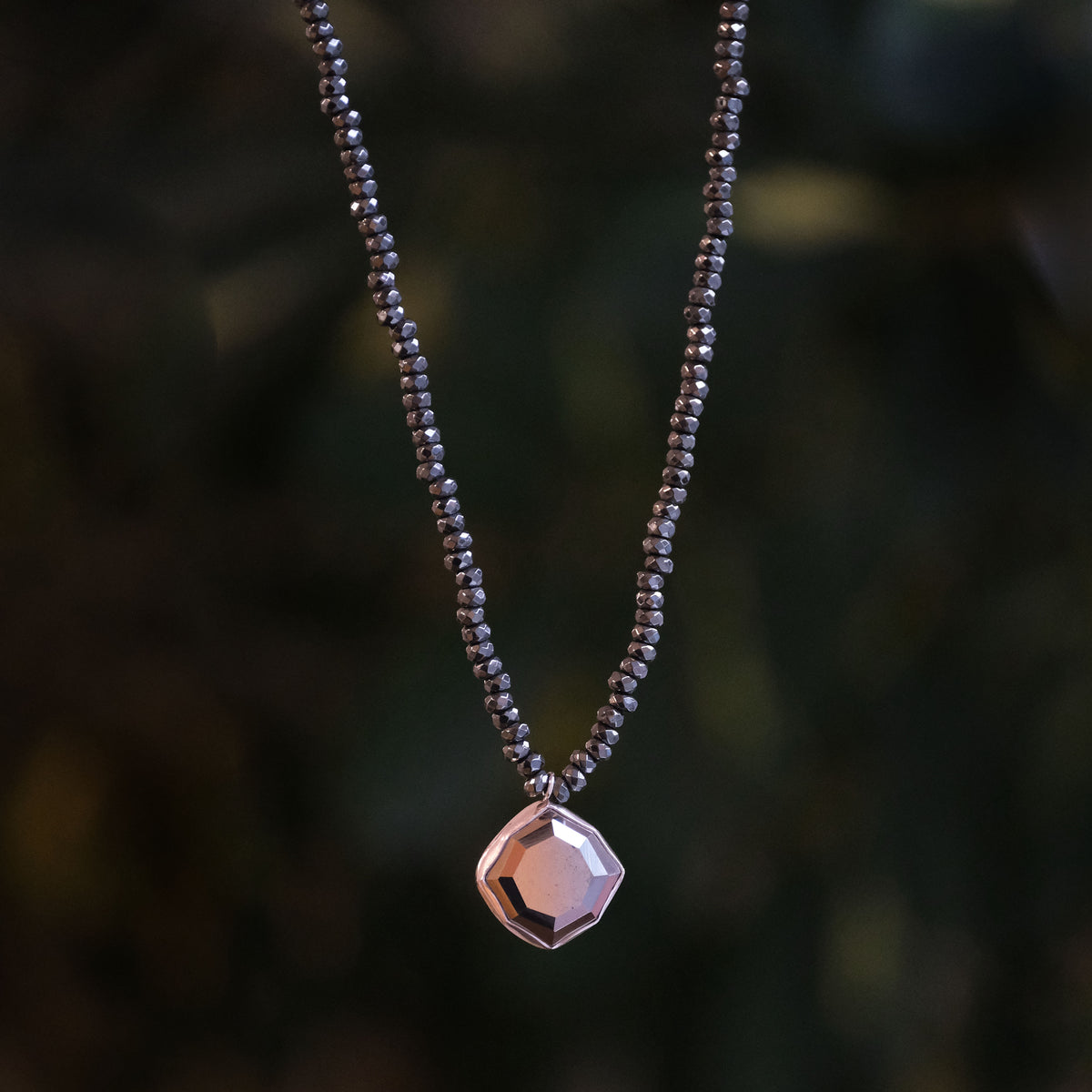 Pyrite + Hematite Portrait Necklace - One of a Kind