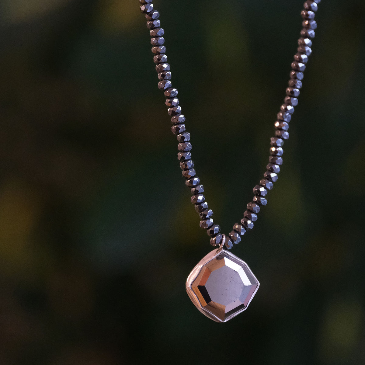 Pyrite + Hematite Portrait Necklace - One of a Kind