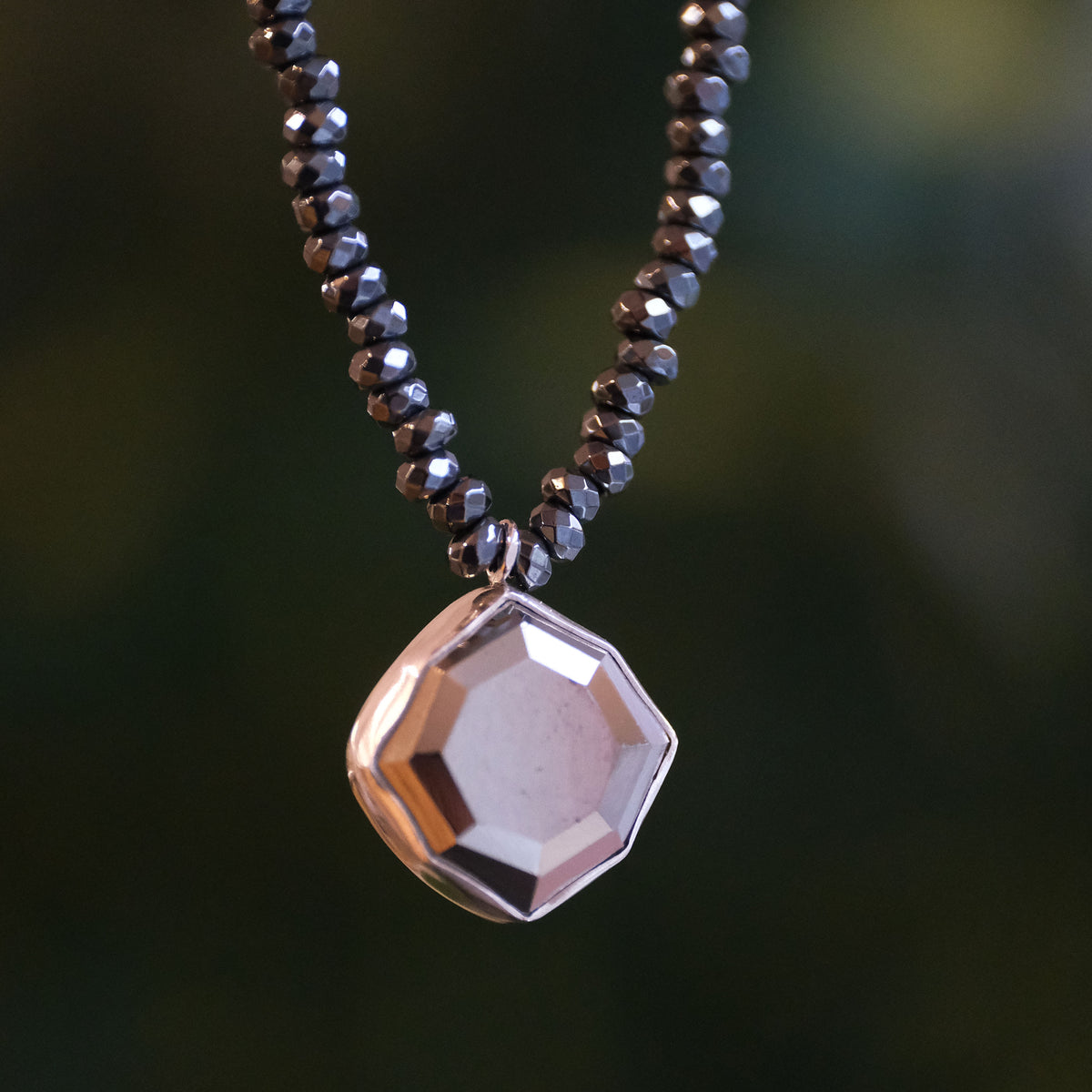 Pyrite + Hematite Portrait Necklace - One of a Kind
