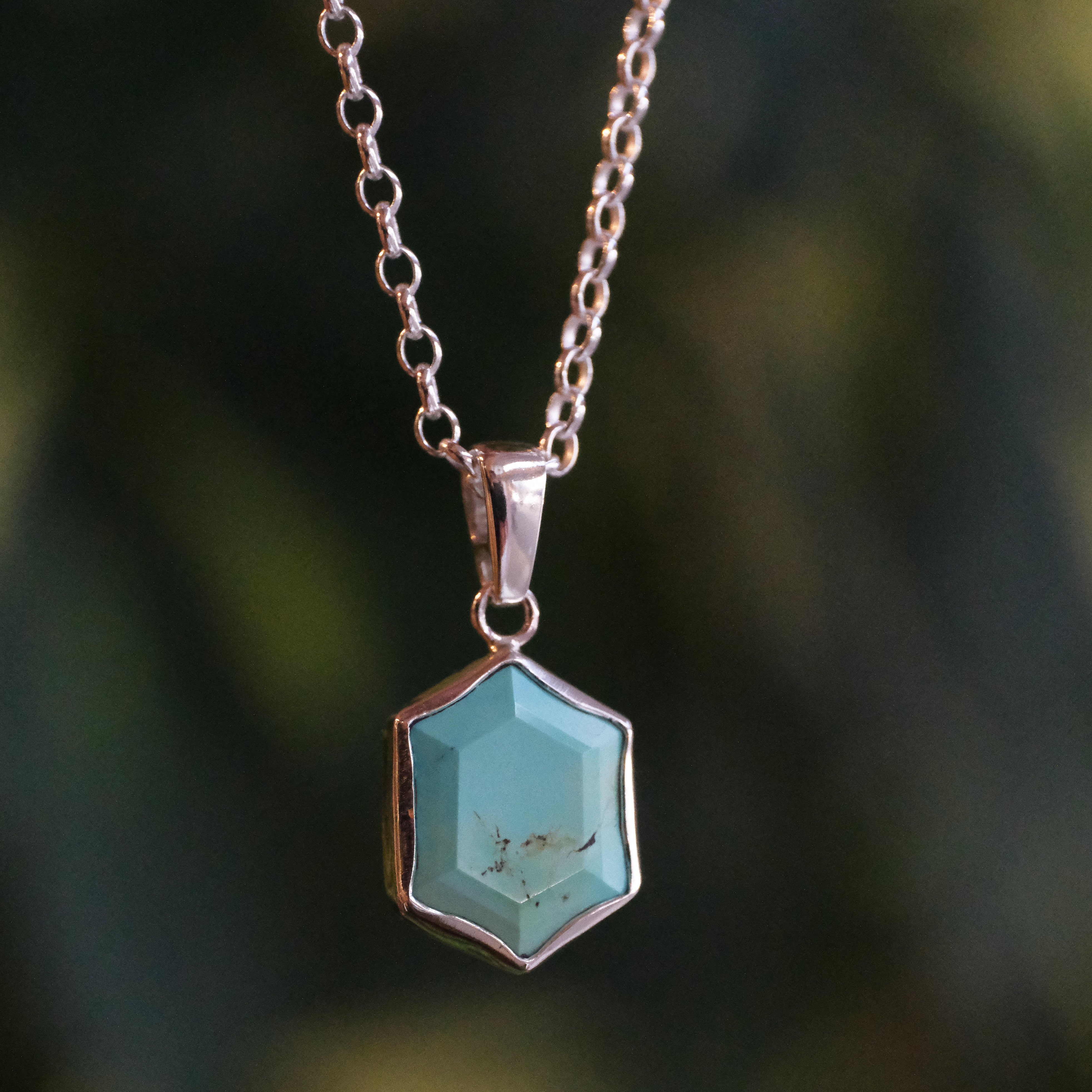 Sterling + Turquoise Hexi Necklace - One of a Kind