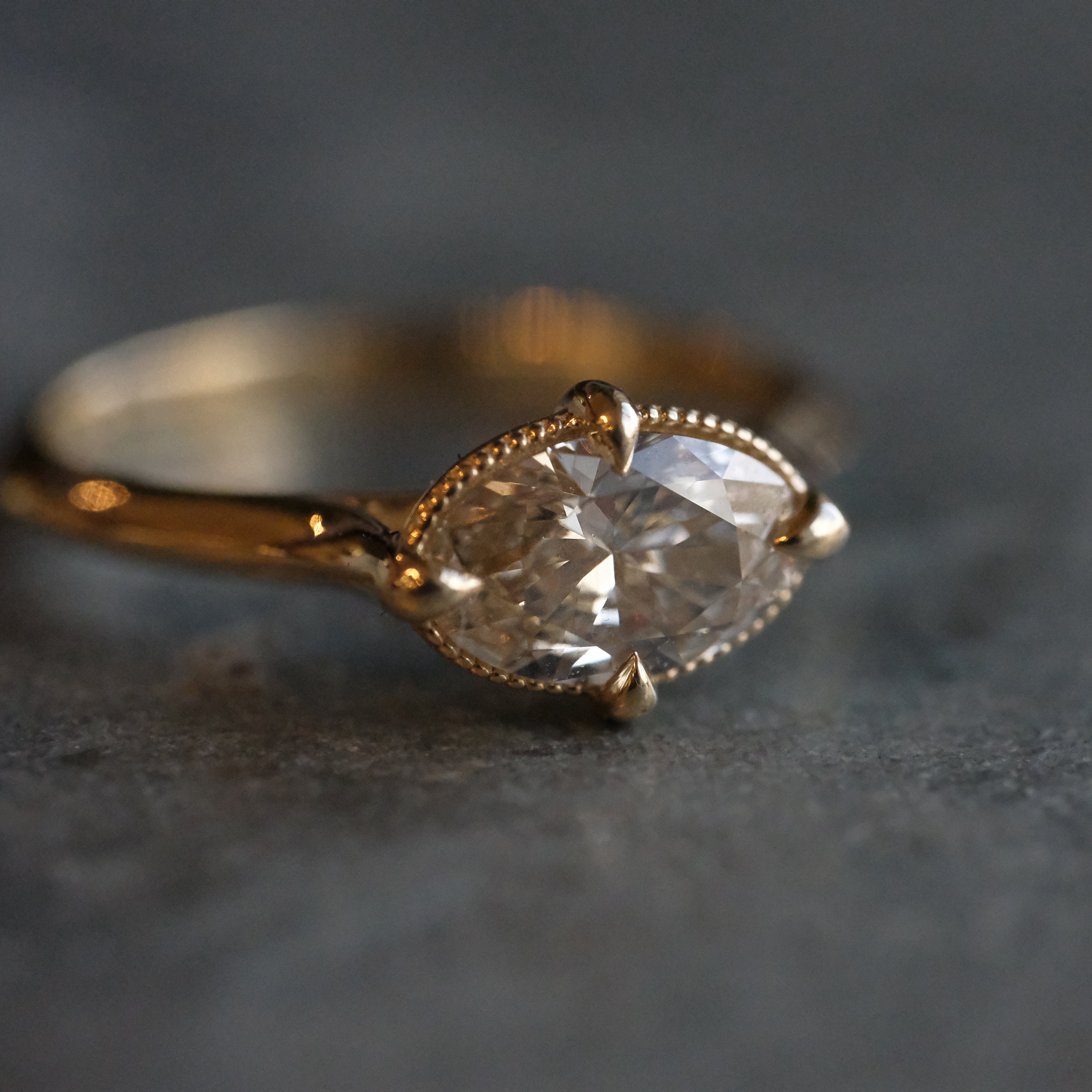 14k + Natural Diamond Avignon Ring