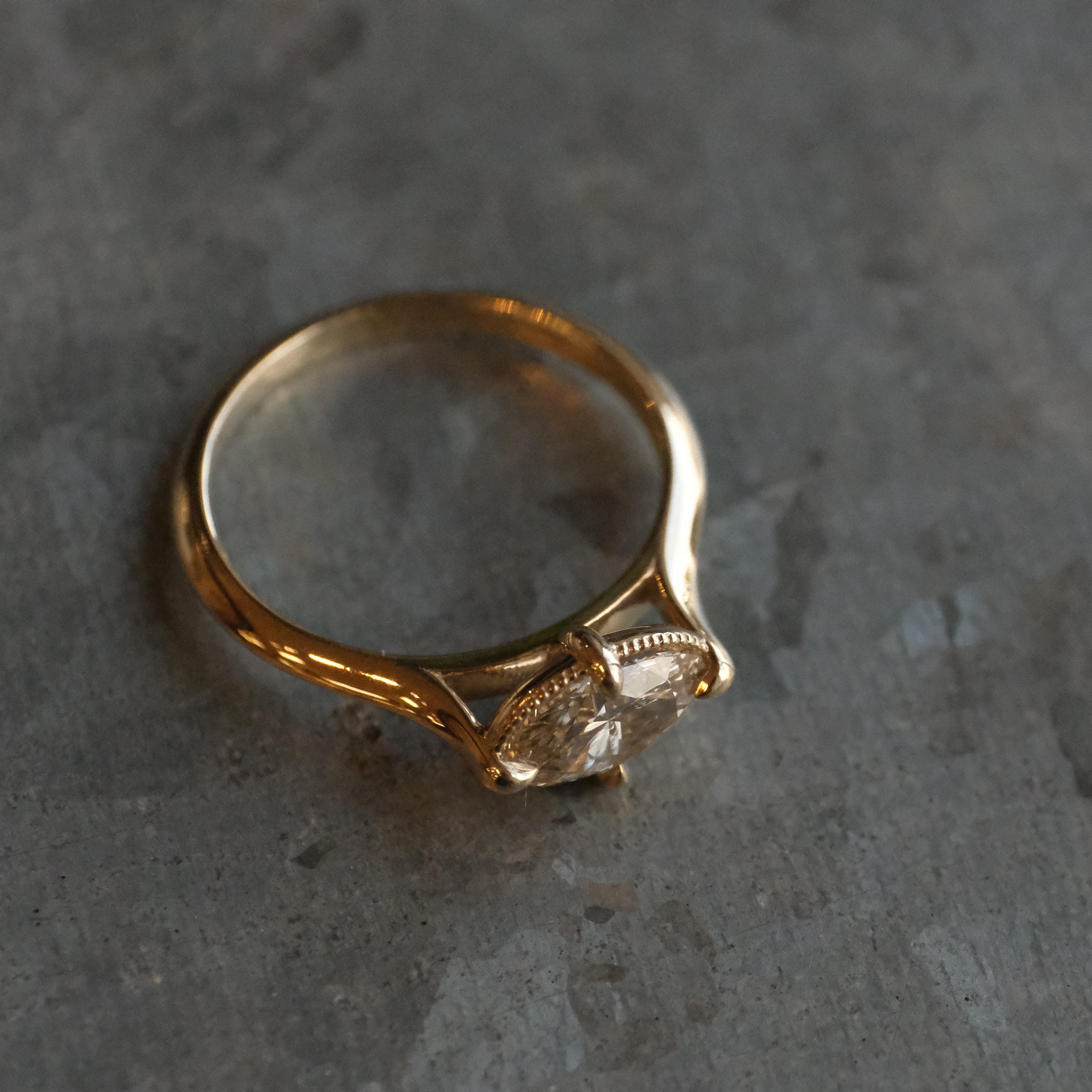 14k + Natural Diamond Avignon Ring