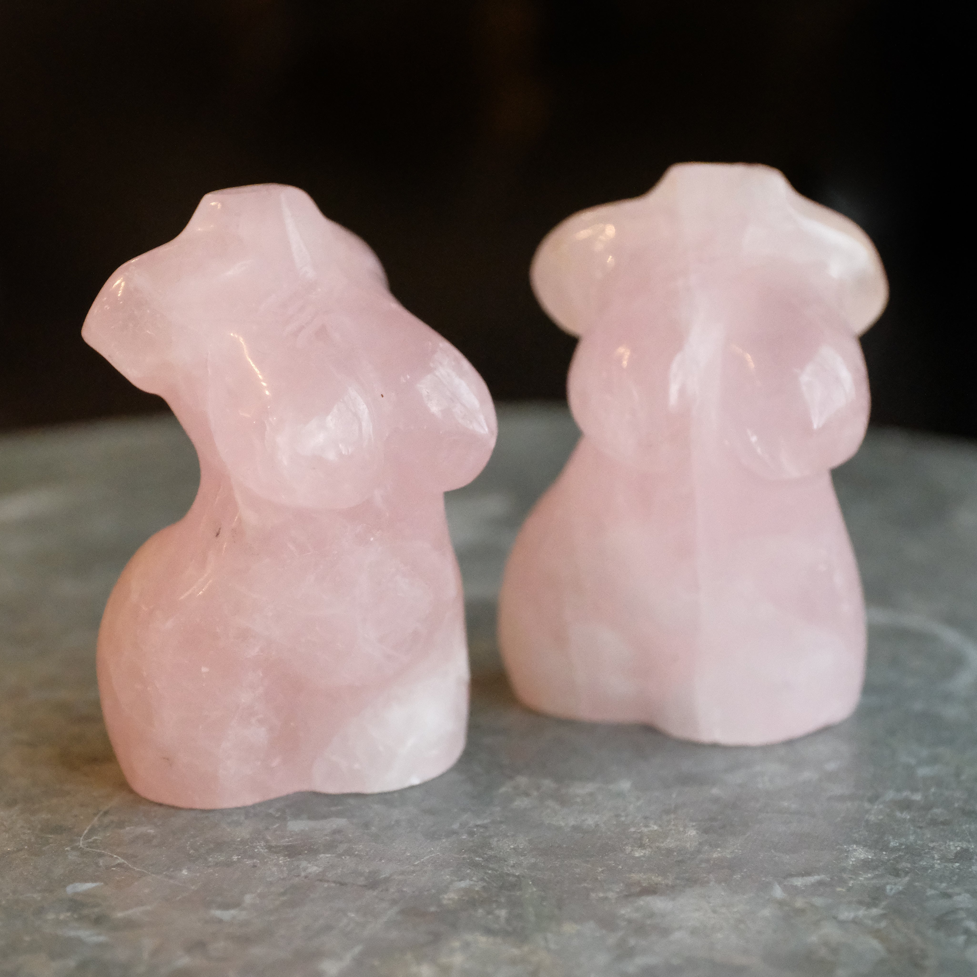 Hand Carved Rose Quartz Body