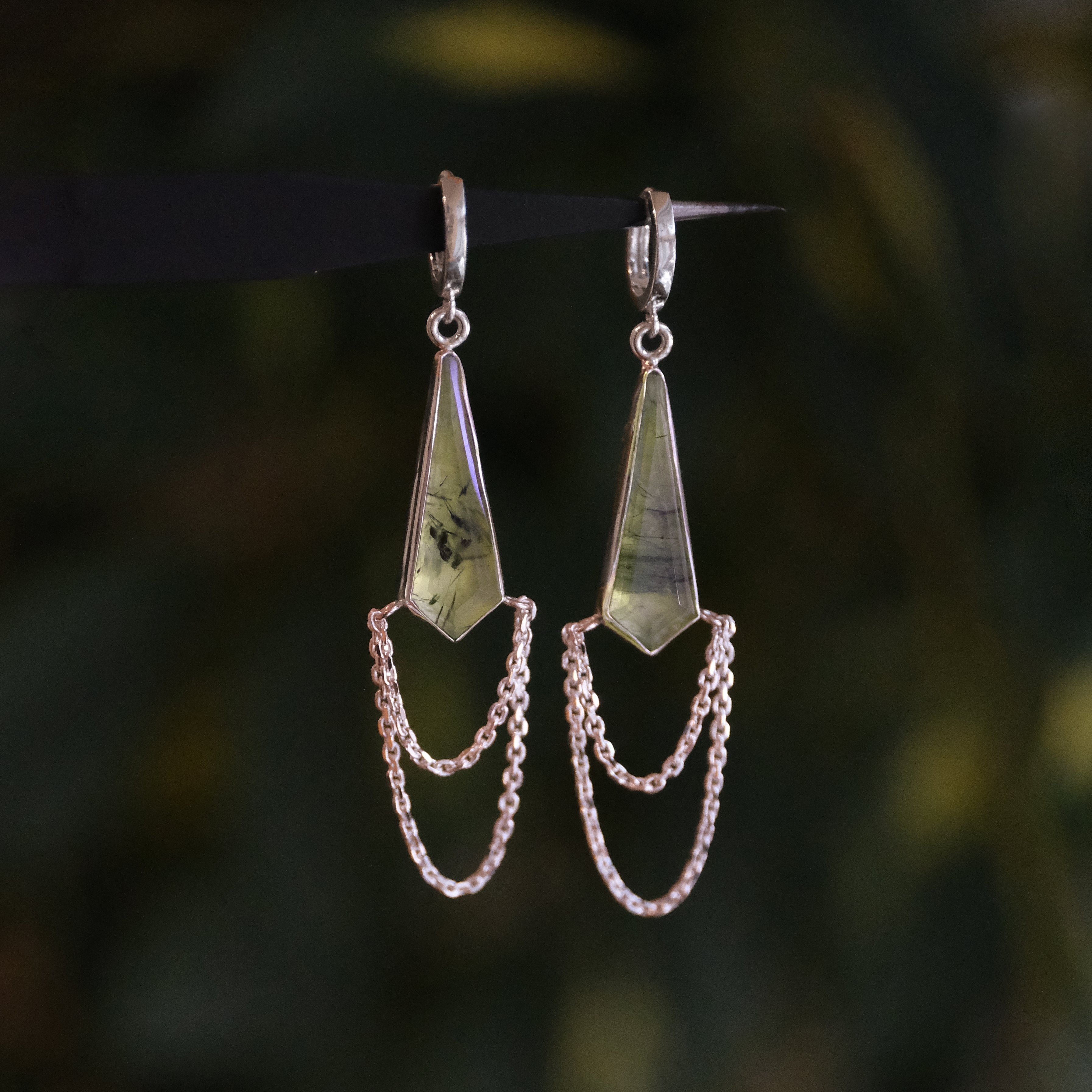 Prehnite + Sterling Drape Earrings - One of a Kind