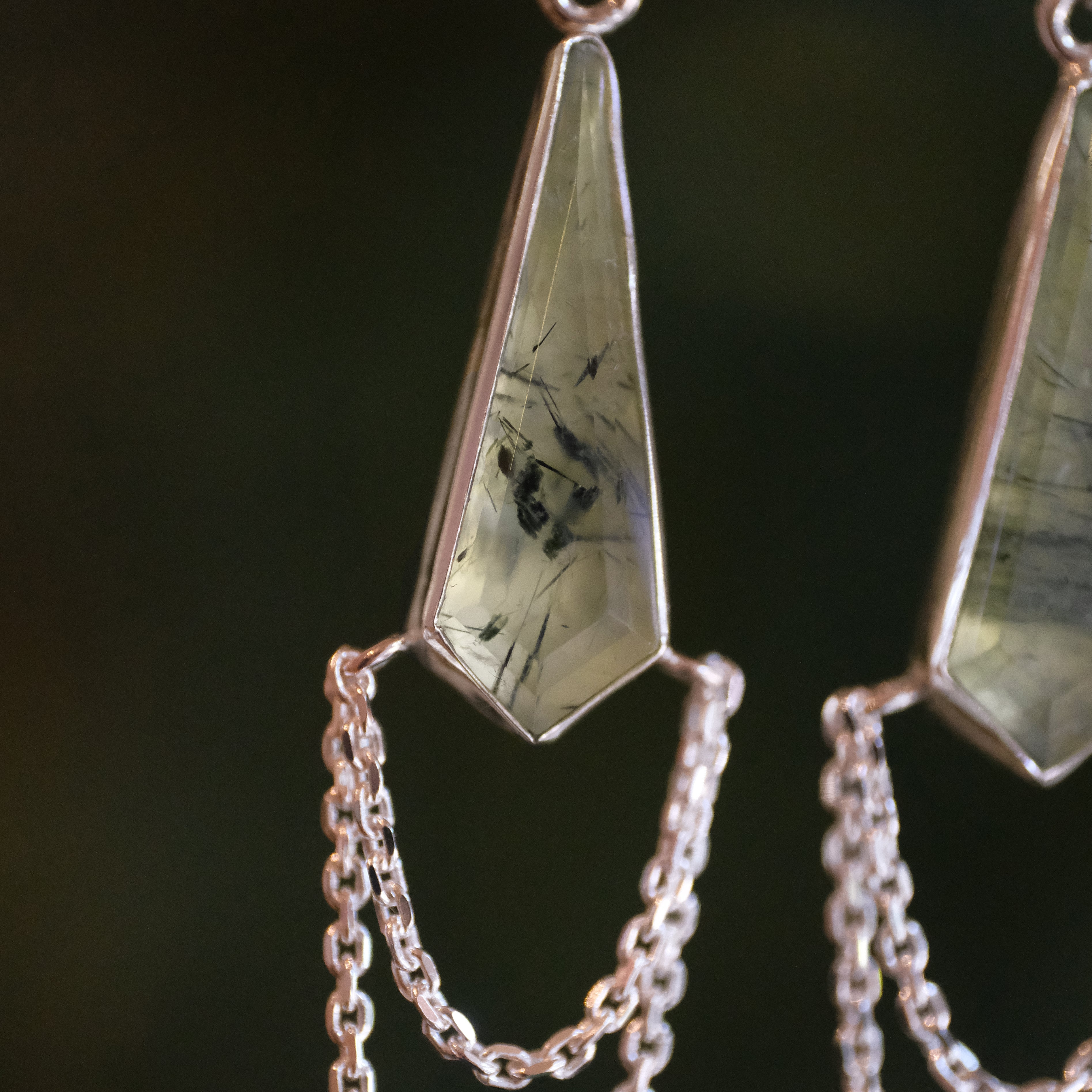 Prehnite + Sterling Drape Earrings - One of a Kind