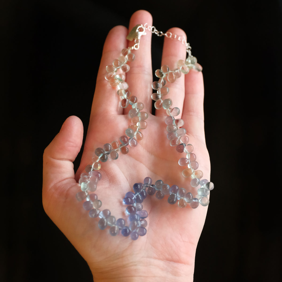 Fluorite + Sterling Waterdrop Necklace