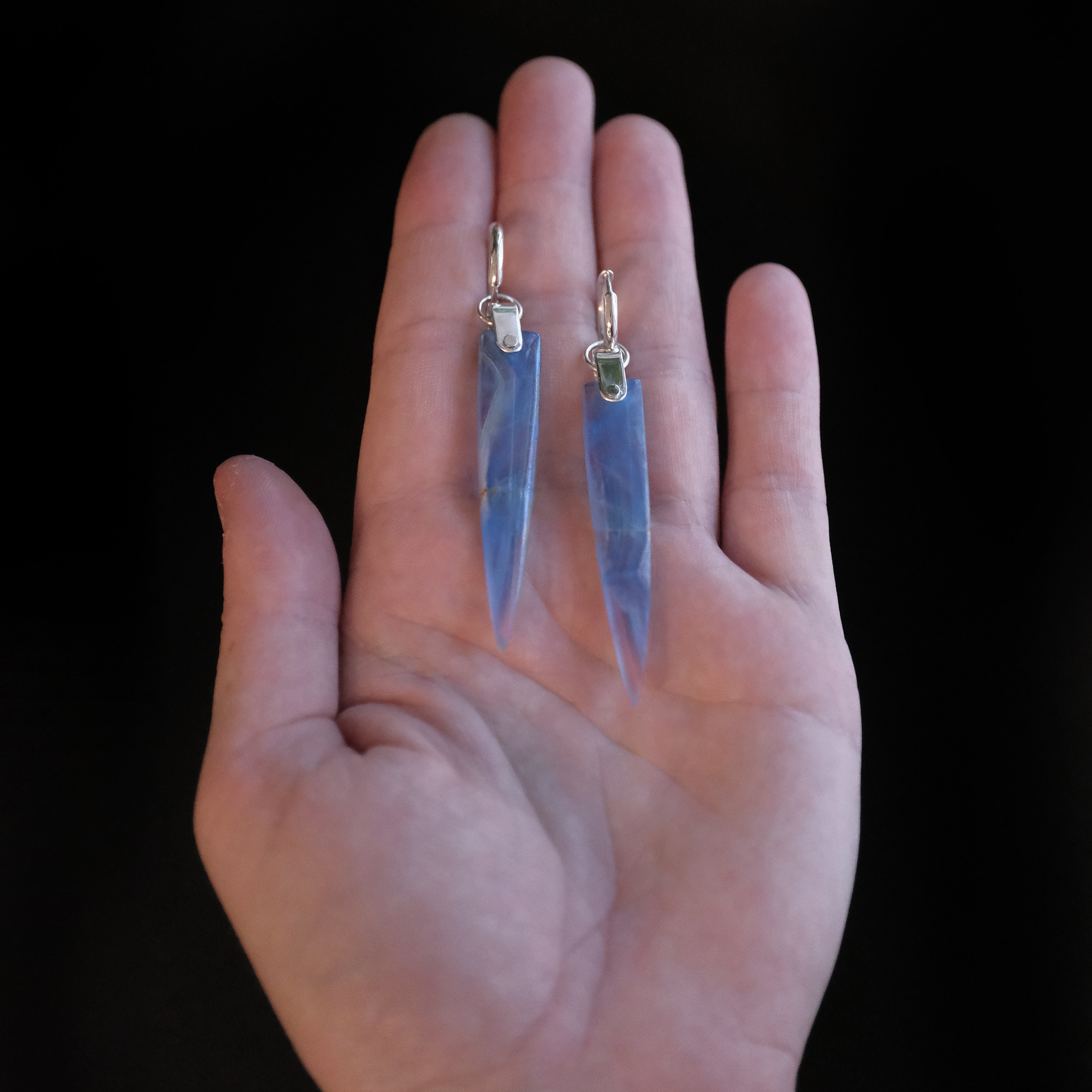 Blue Onyx Saddle Huggers - One of a Kind