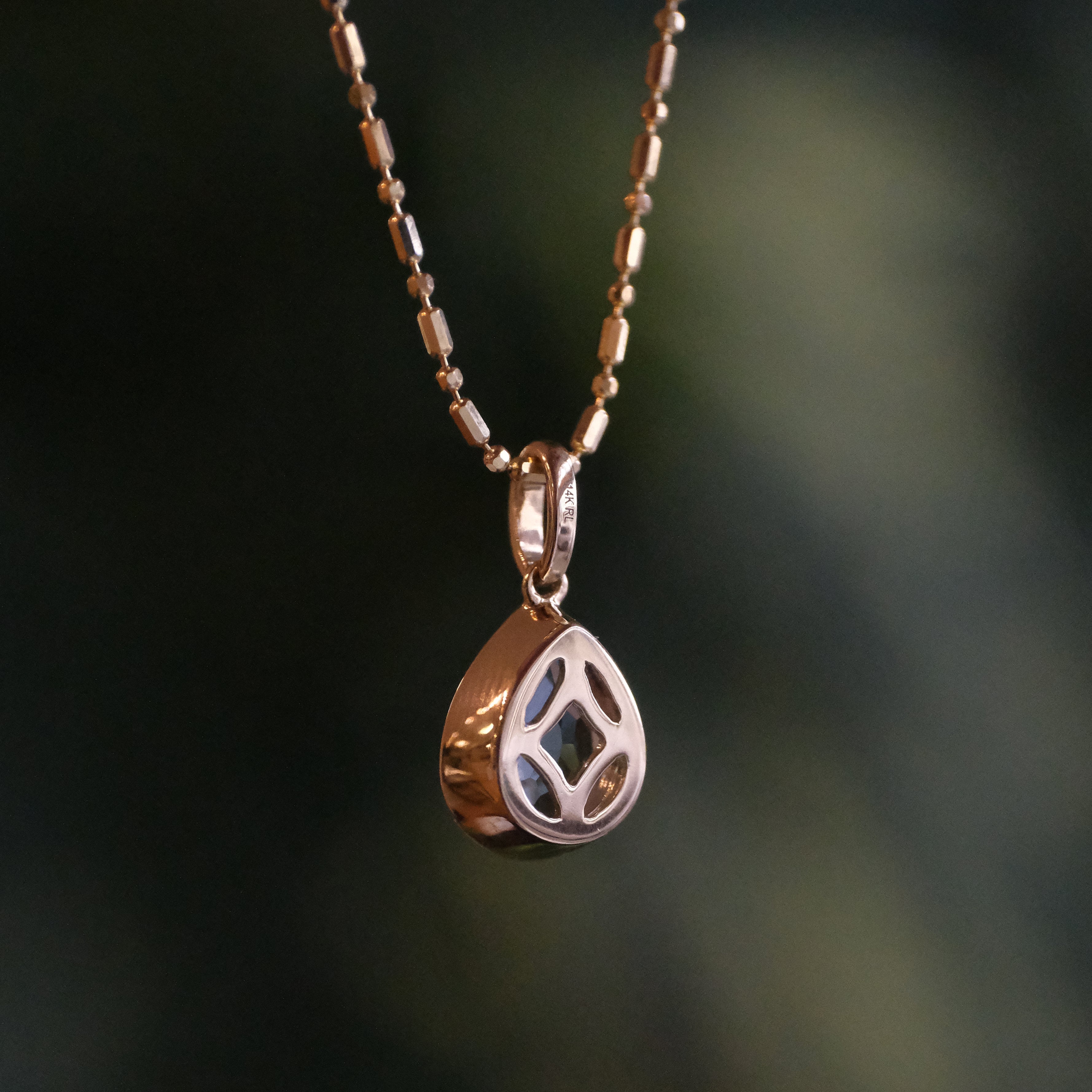 14k + Swiss Blue Topaz Waterdrop Necklace