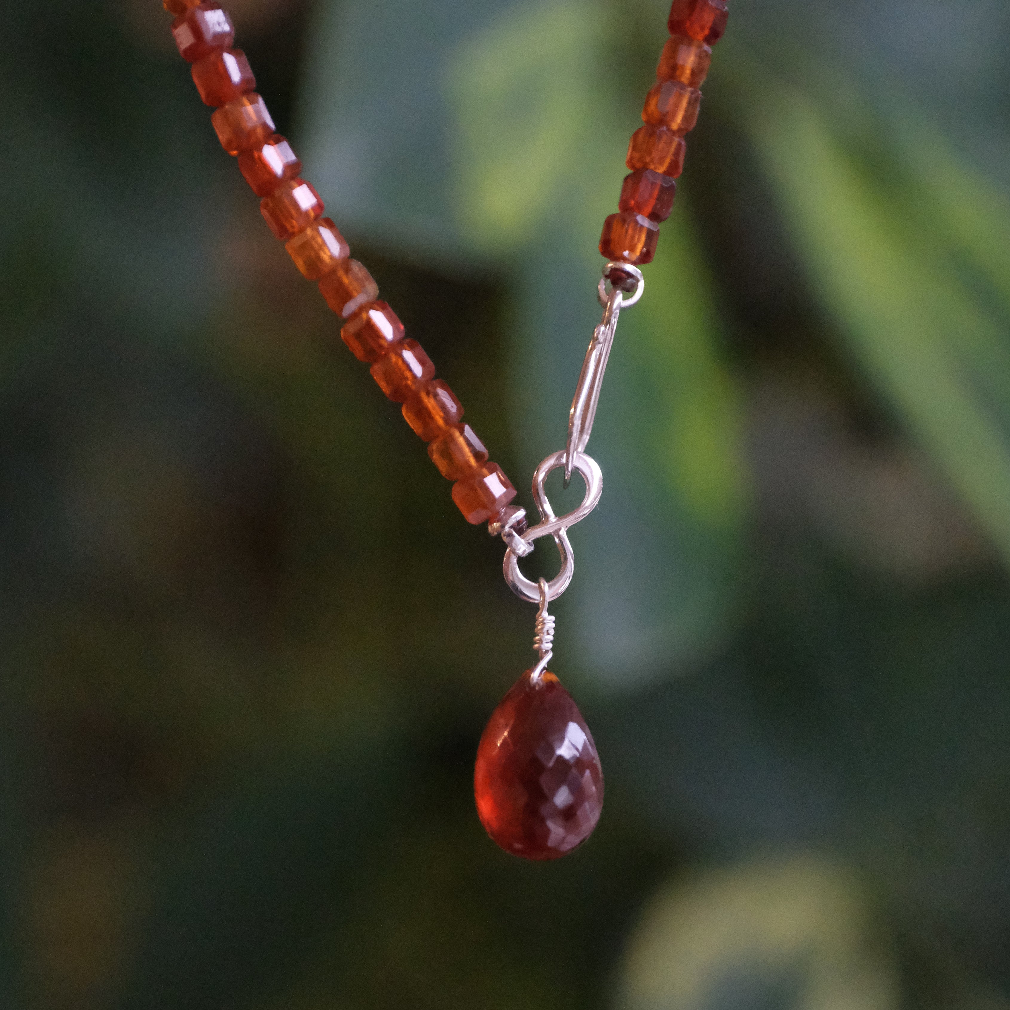 Rust Garnet + Sterling Almedine Necklace - One of a Kind