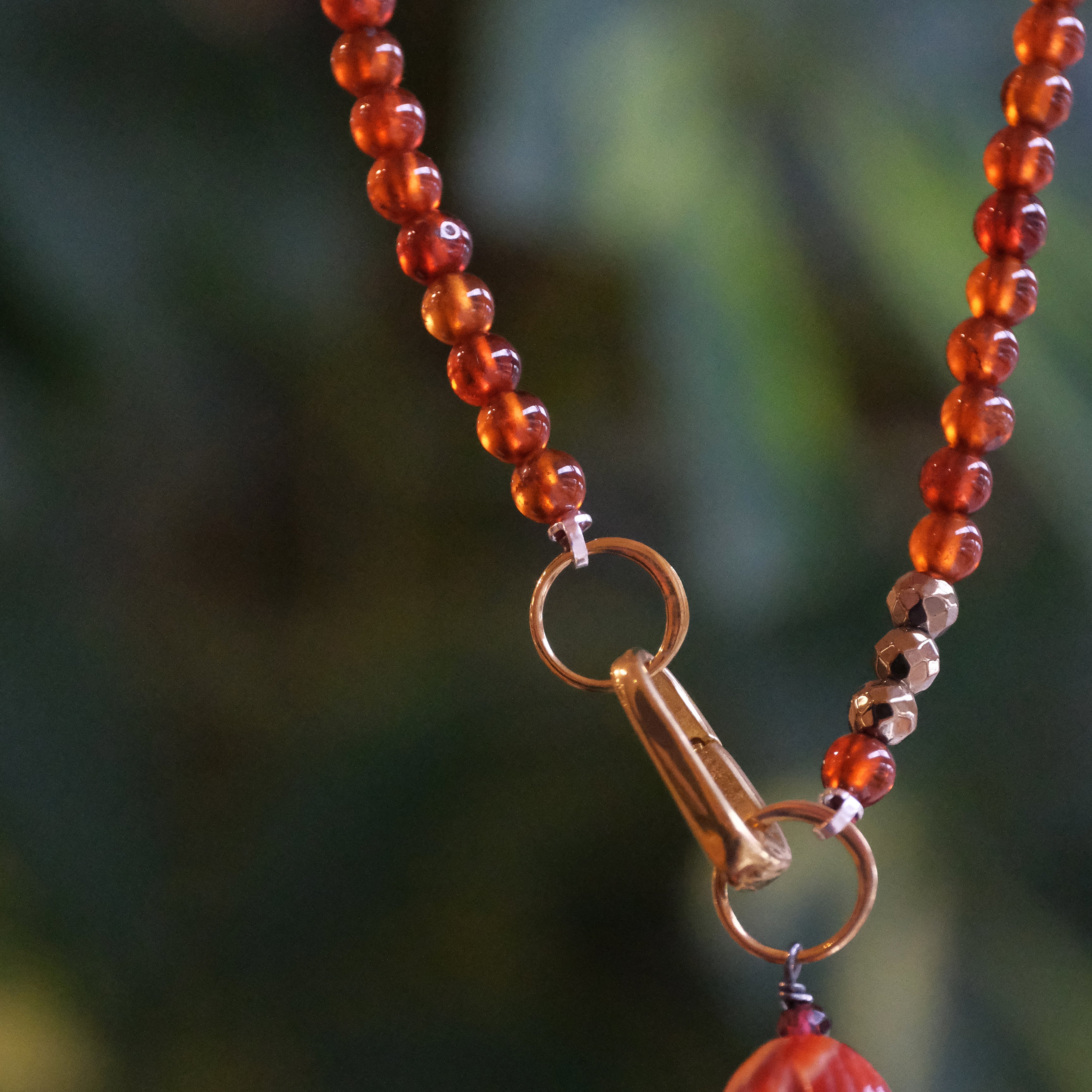 Rust Garnet Brass + Carnelian Necklace - One of a Kind