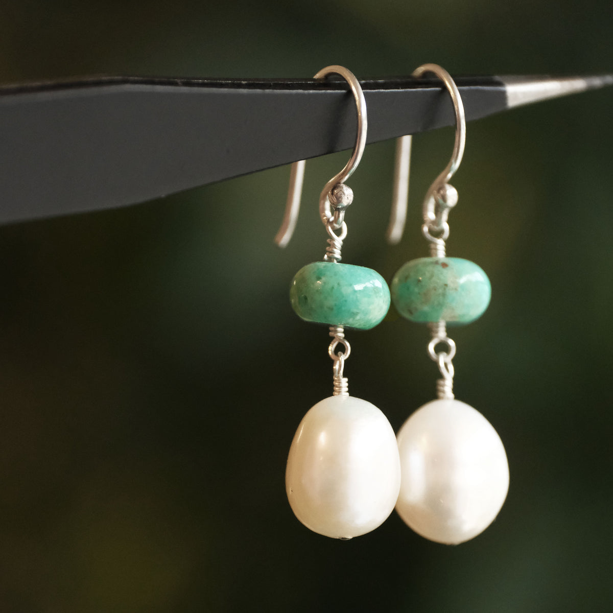 Turquoise + Freshwater Pearl Cava Earrings