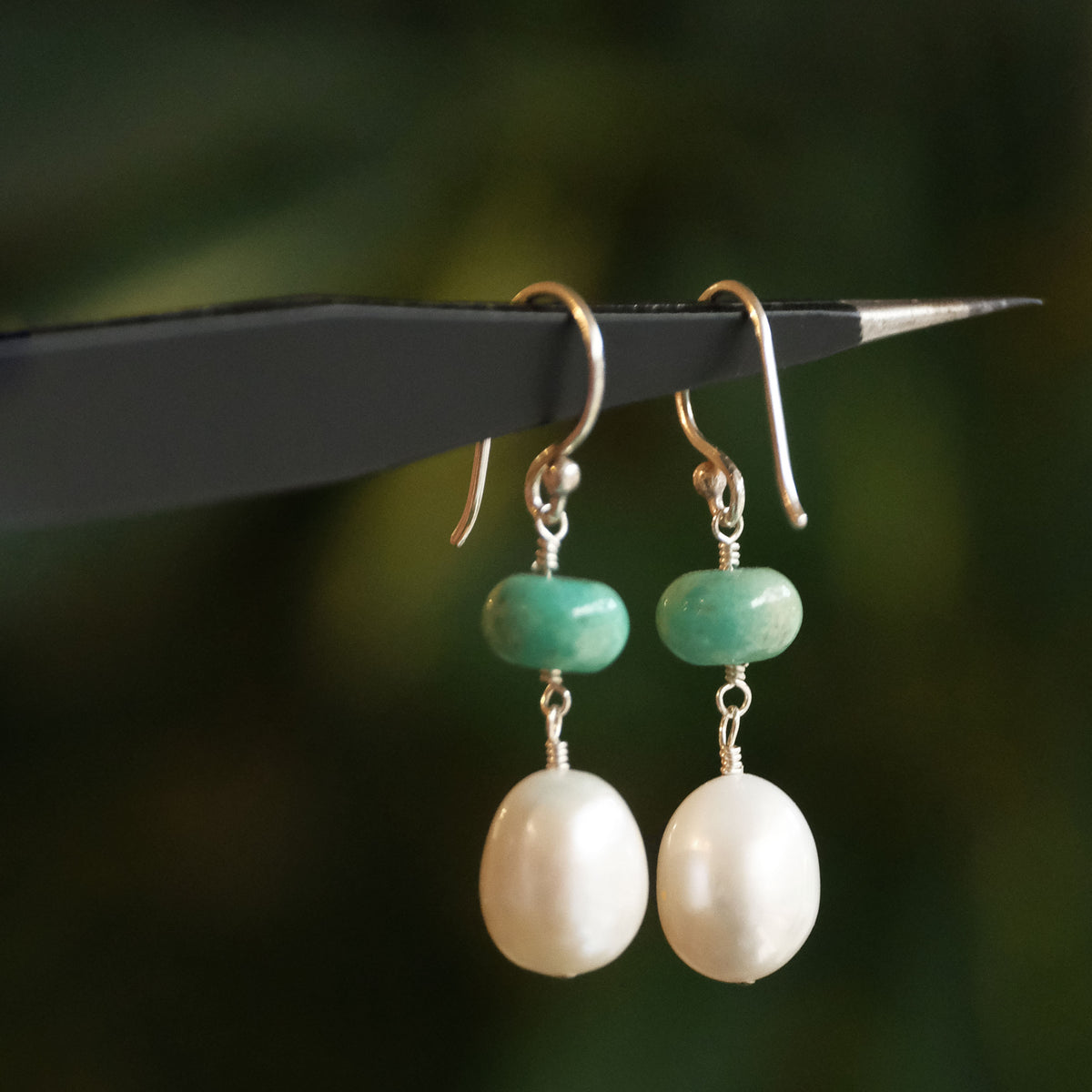 Turquoise + Freshwater Pearl Cava Earrings