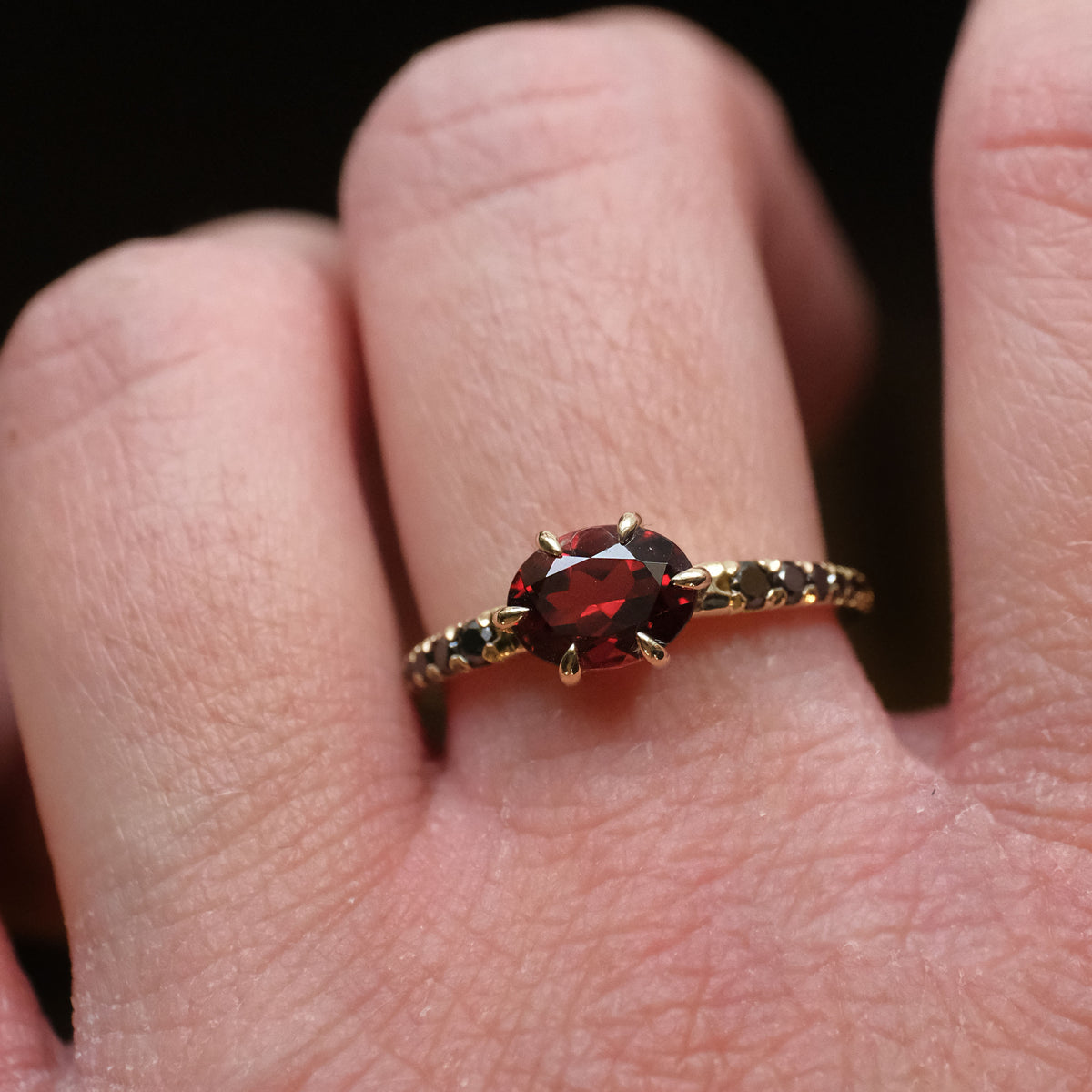 14k Garnet + Black Diamond Lioncourt Ring
