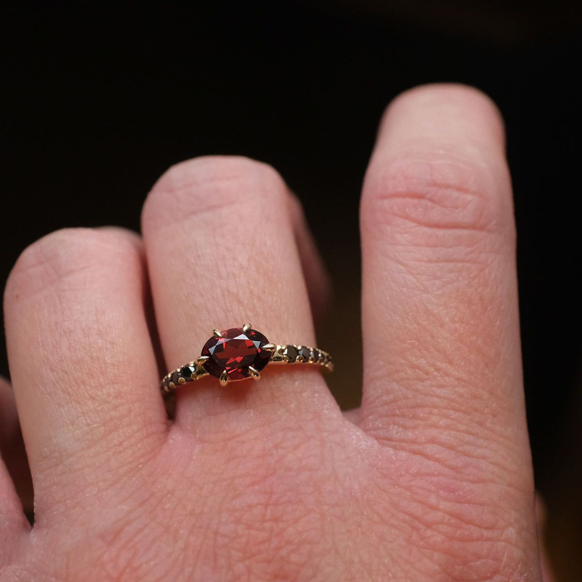 14k Garnet + Black Diamond Lioncourt Ring