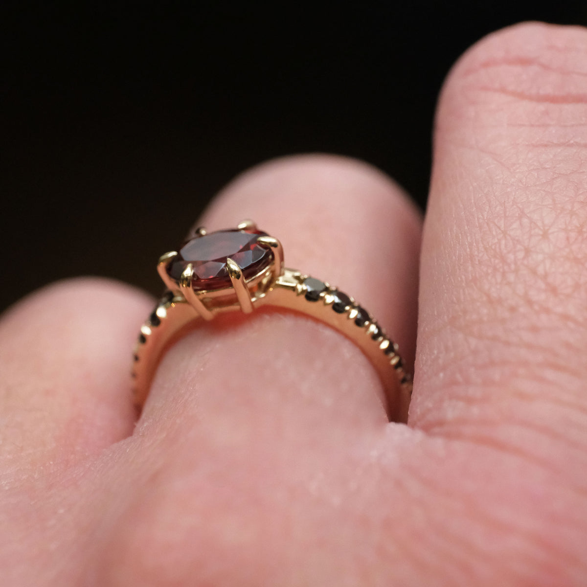 14k Garnet + Black Diamond Lioncourt Ring