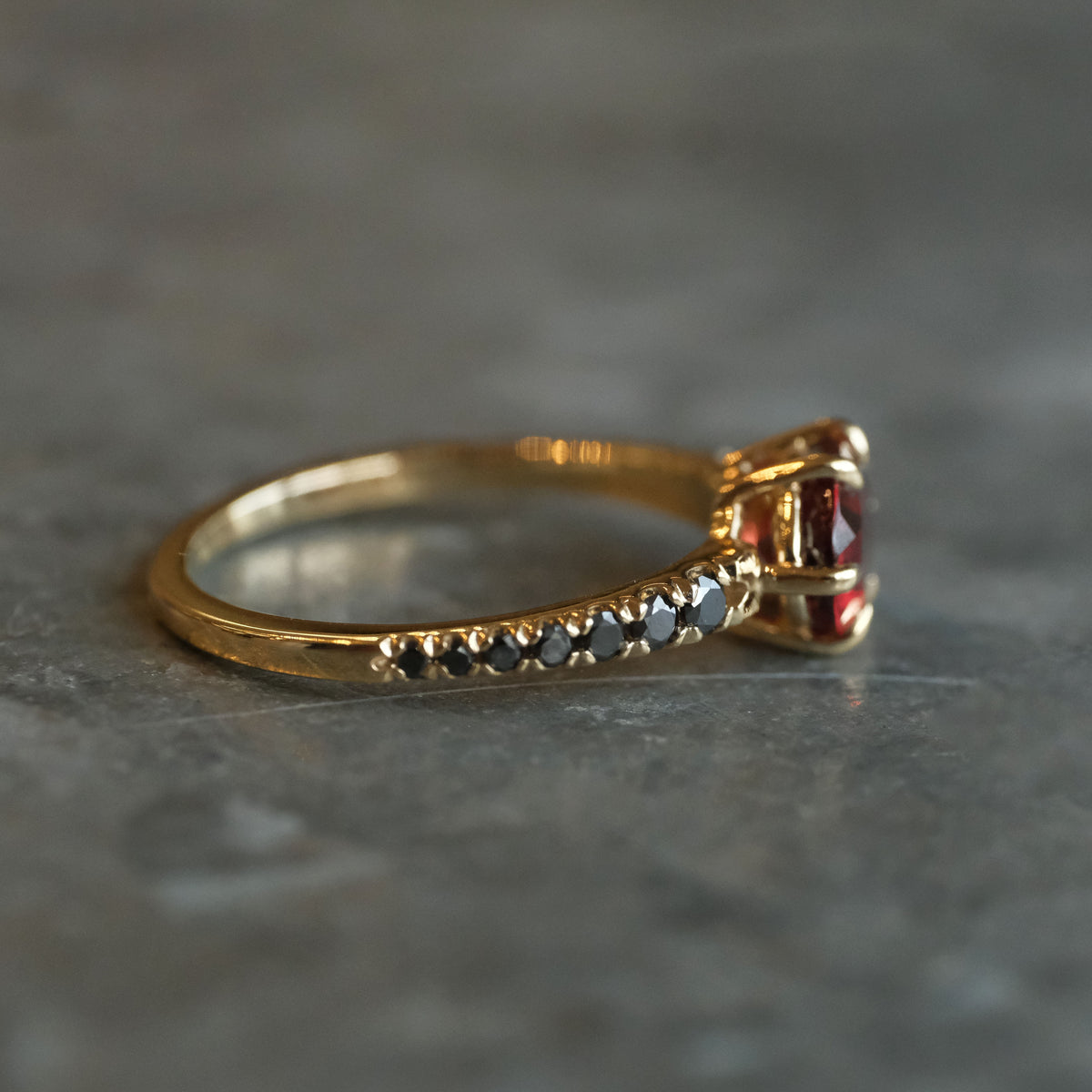 14k Garnet + Black Diamond Lioncourt Ring