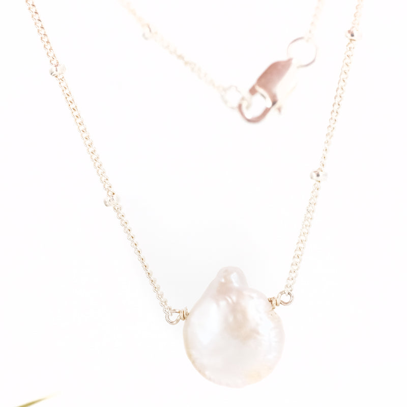 Satellite Pearl + Sterling Necklace