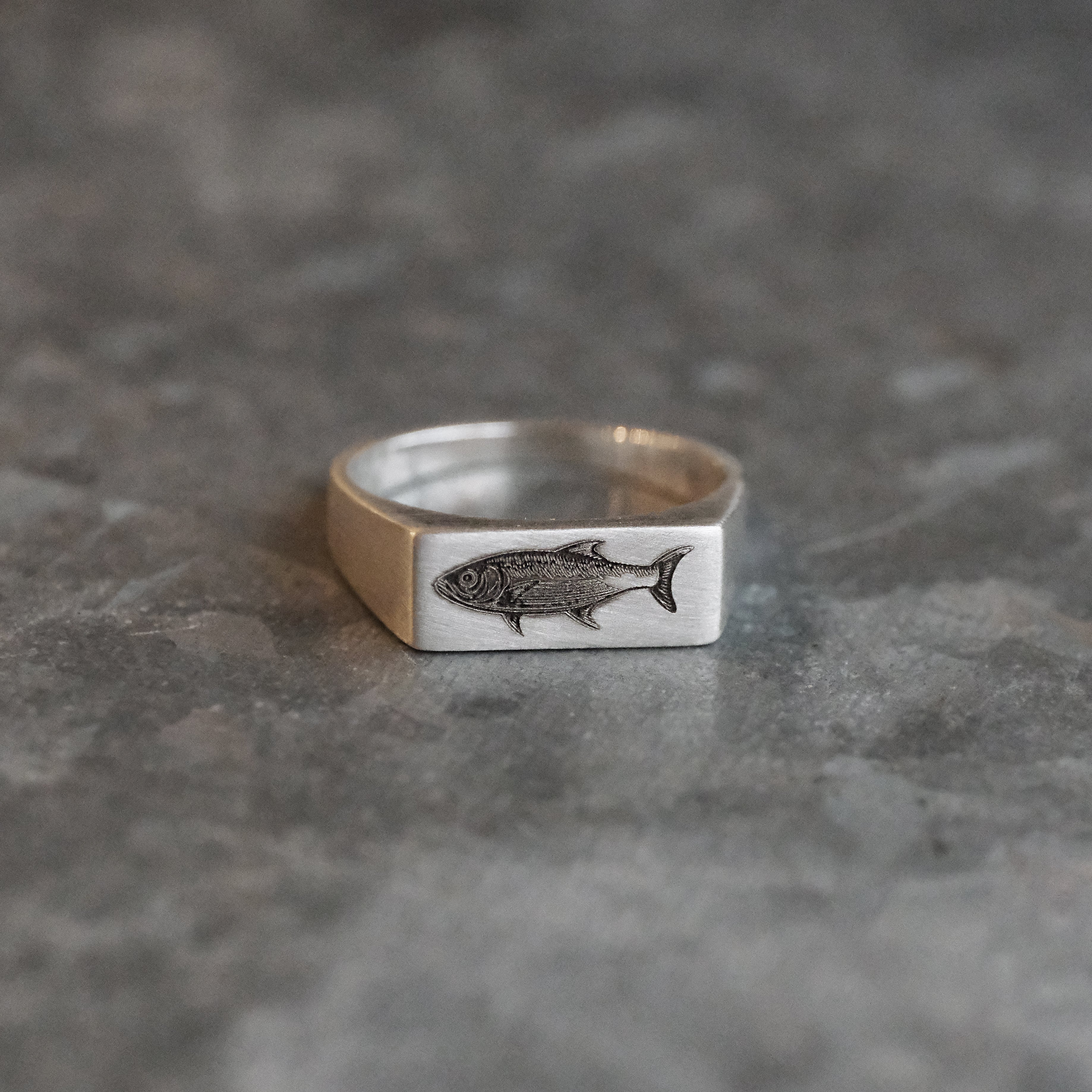 Sterling Bass Signet Ring (Size 9)