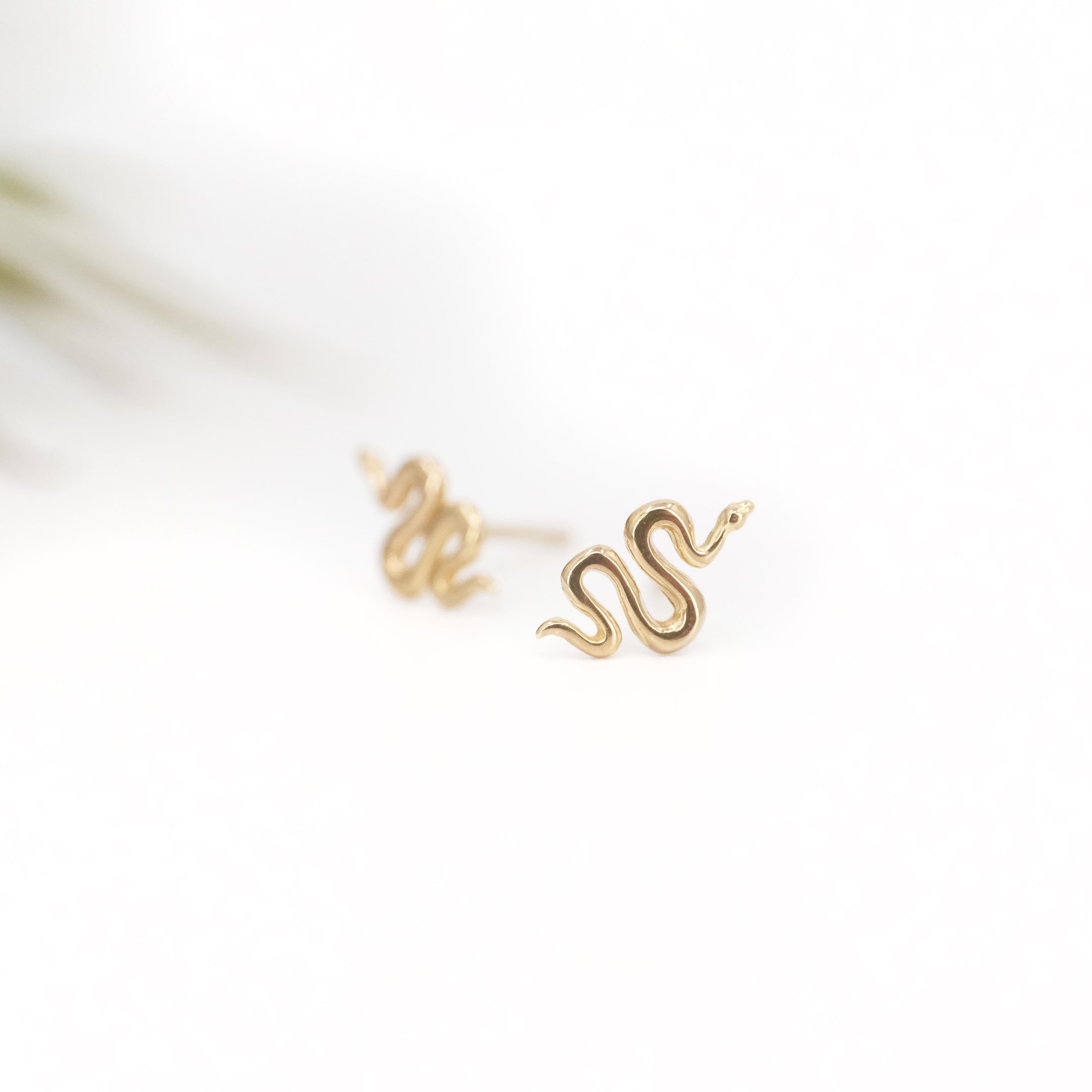 14k Tiny Serpent Studs