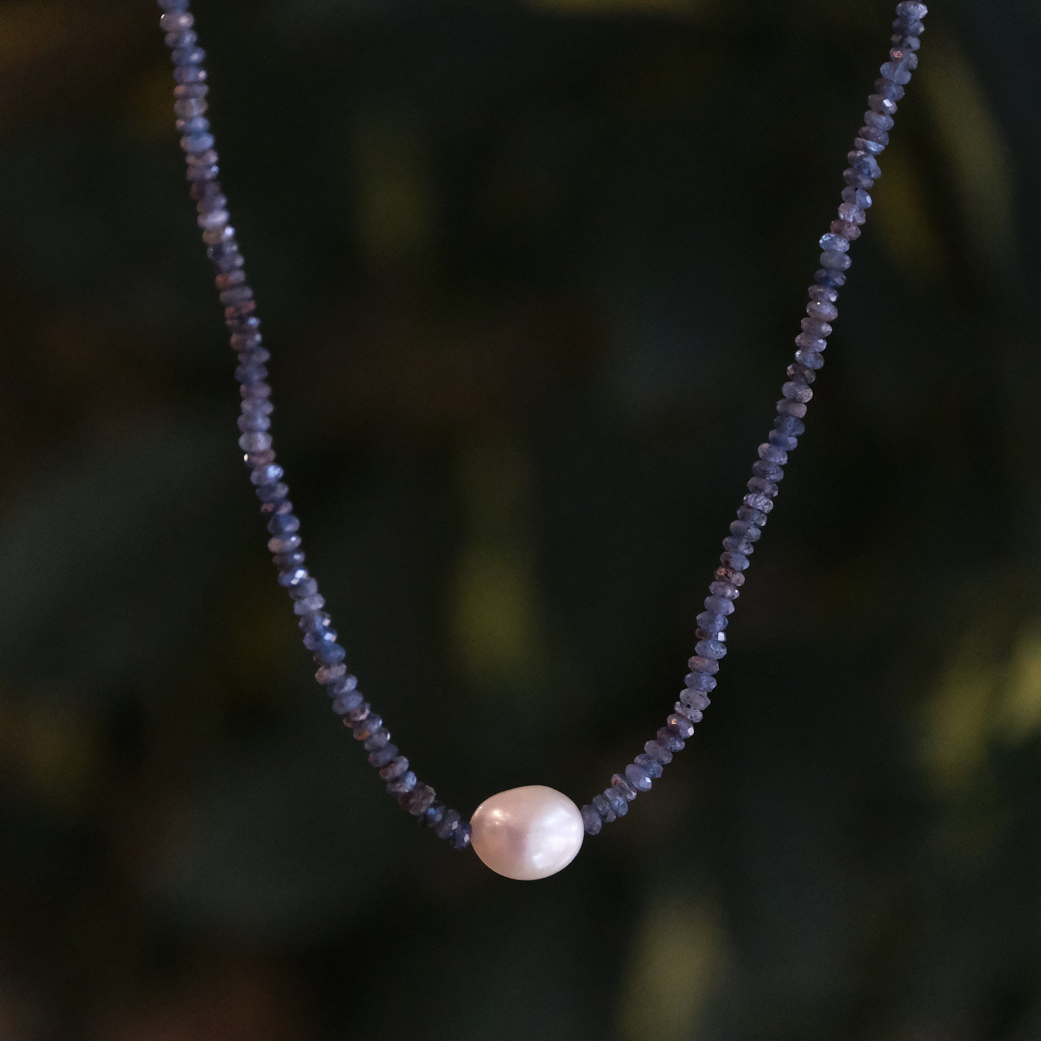 Kyanite + Pearl + Sterling Blurb Necklace