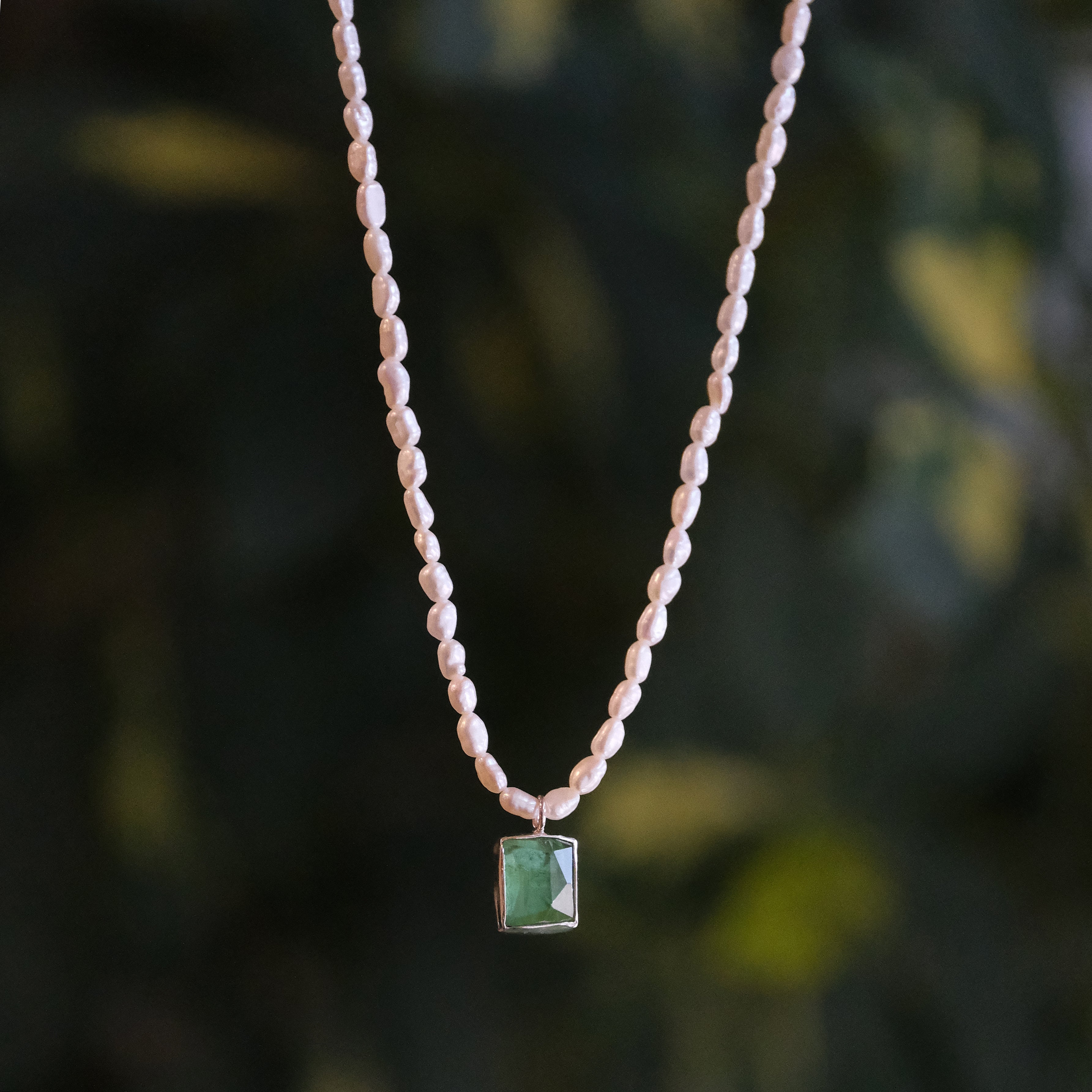 Freshwater Pearl + Green Tourmaline Necklace - One of a Kind