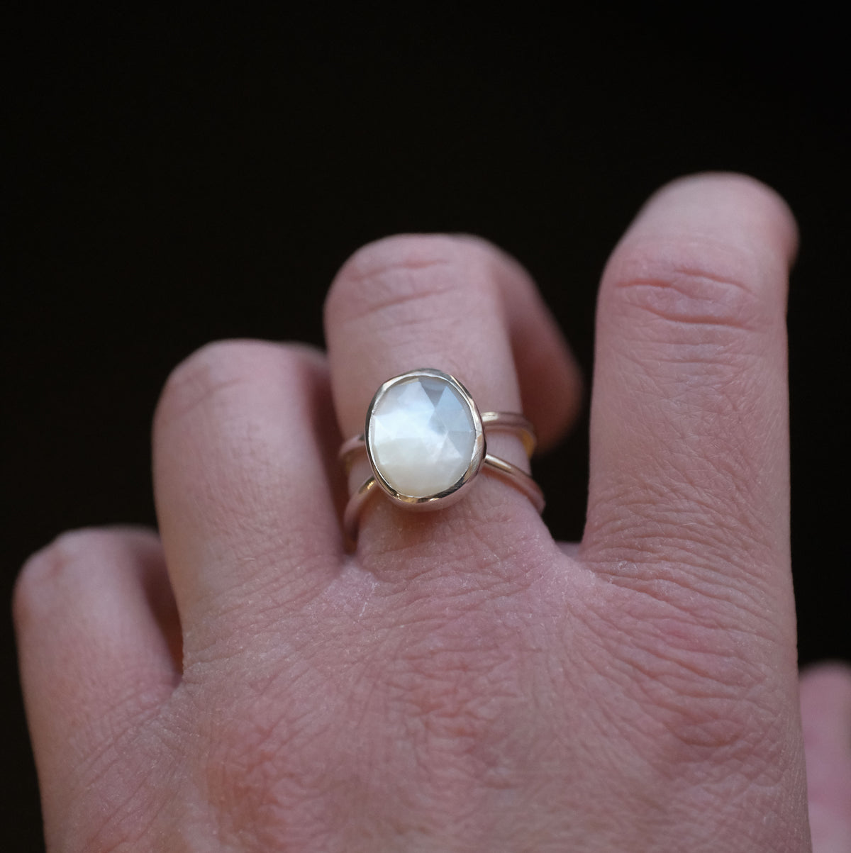 Mother of Pearl Atom Ring (Size 6) - One of a Kind