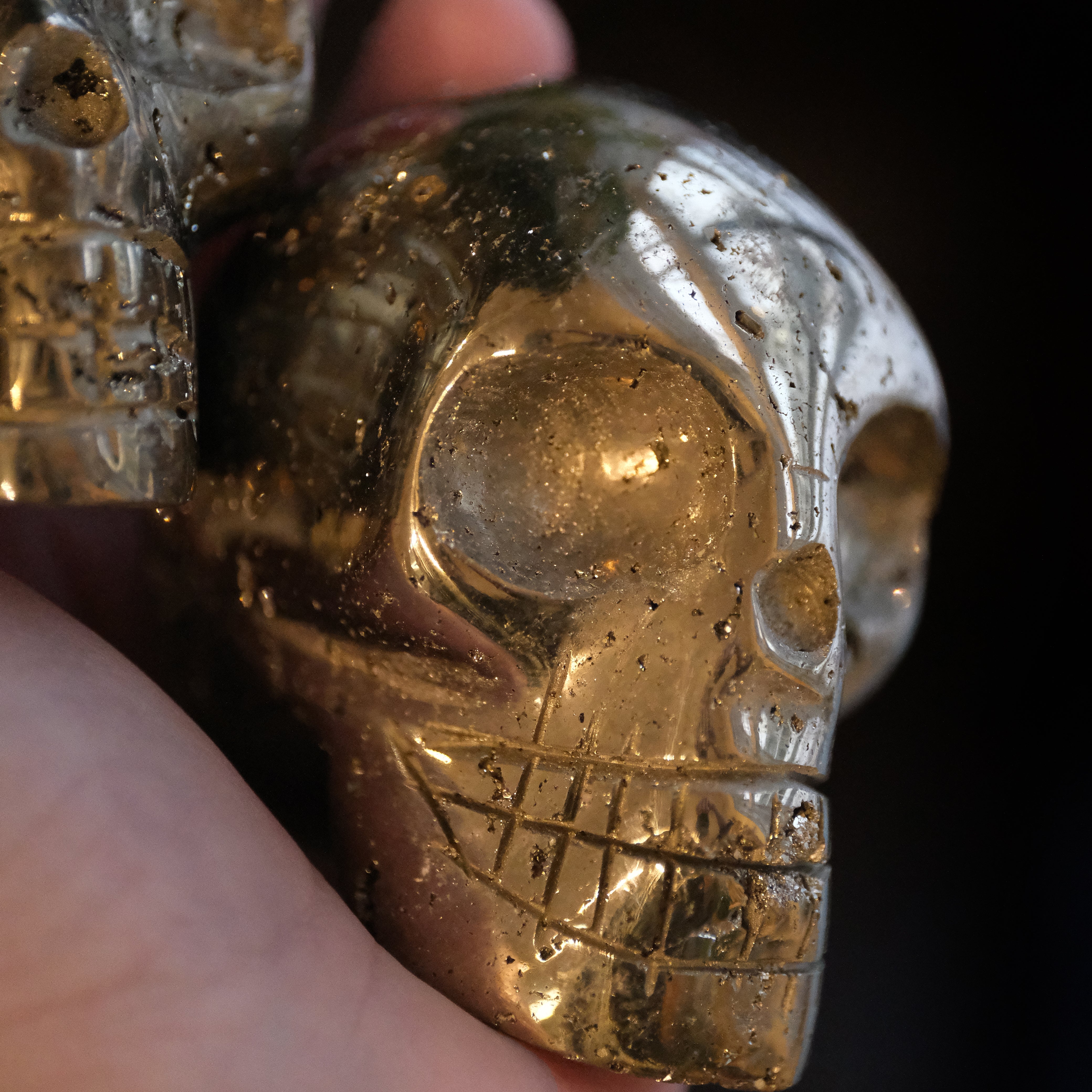Hand Carved Peruvian Pyrite Skull