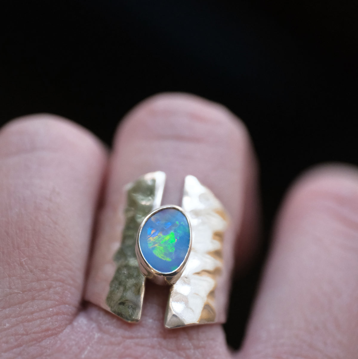 Australian Opal Shield Ring (Size 6.5) - One of a Kind