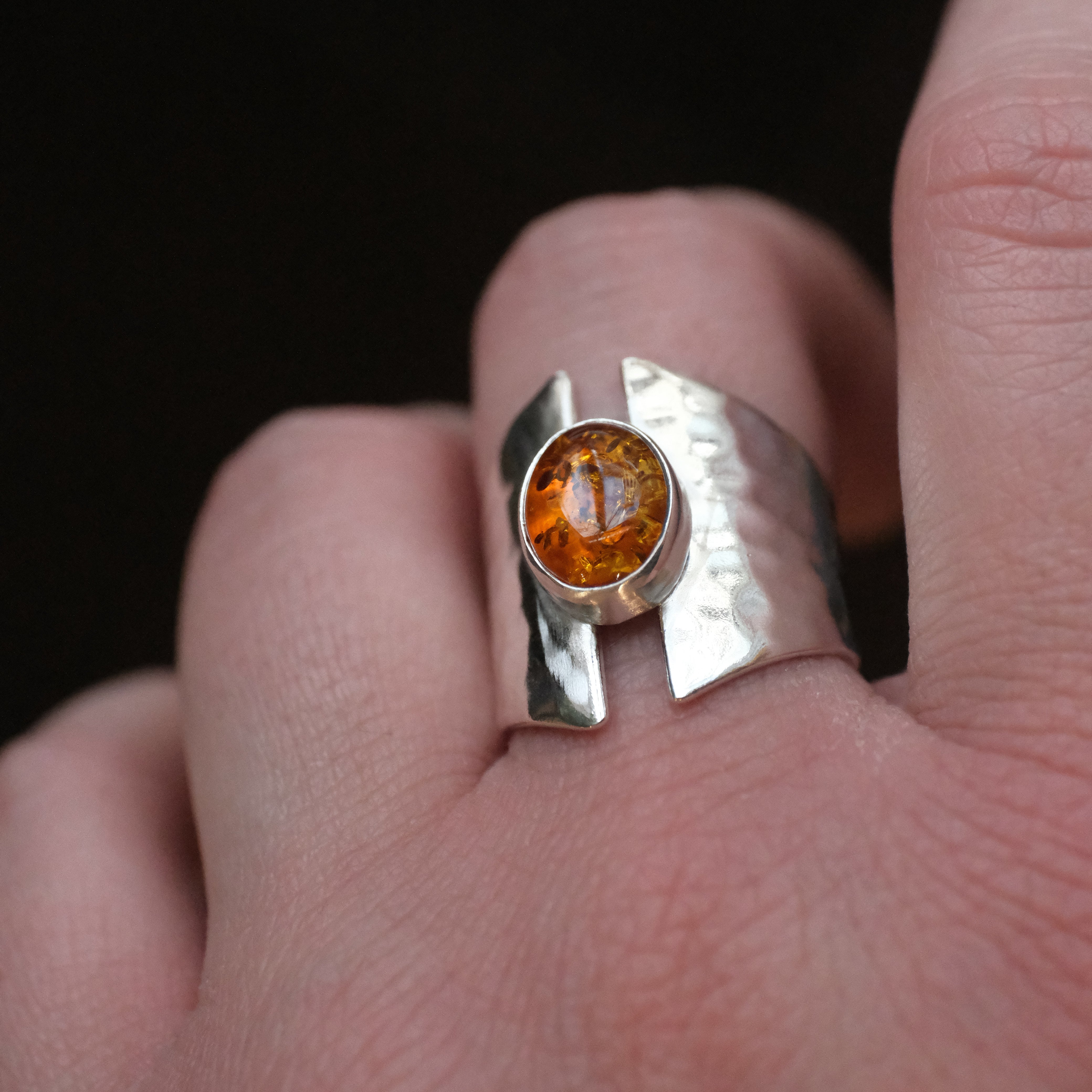 Amber Shield Ring (Size 6) - One of a Kind