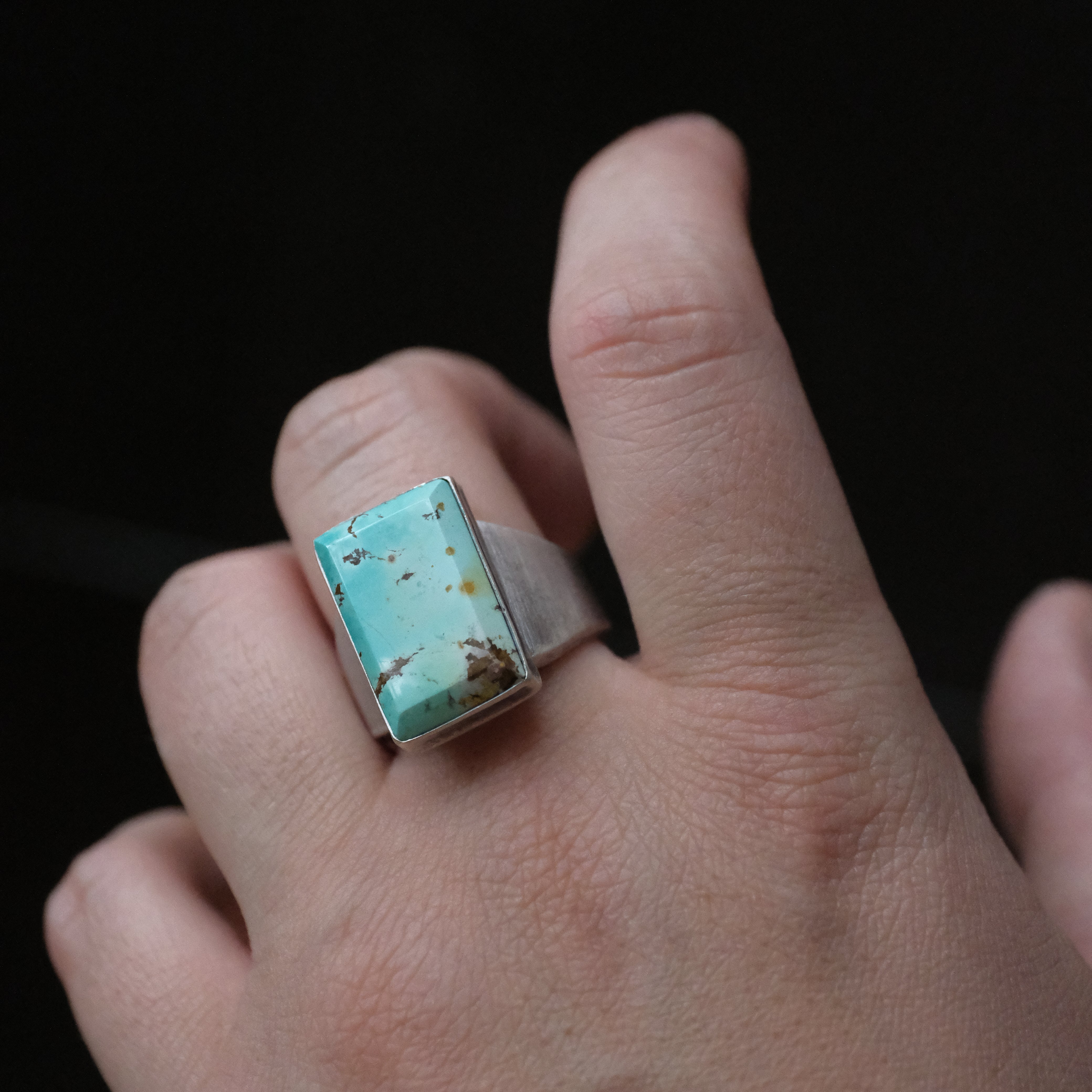 Turquoise Stepping Stone Signet Ring (Size 9) - One of a Kind