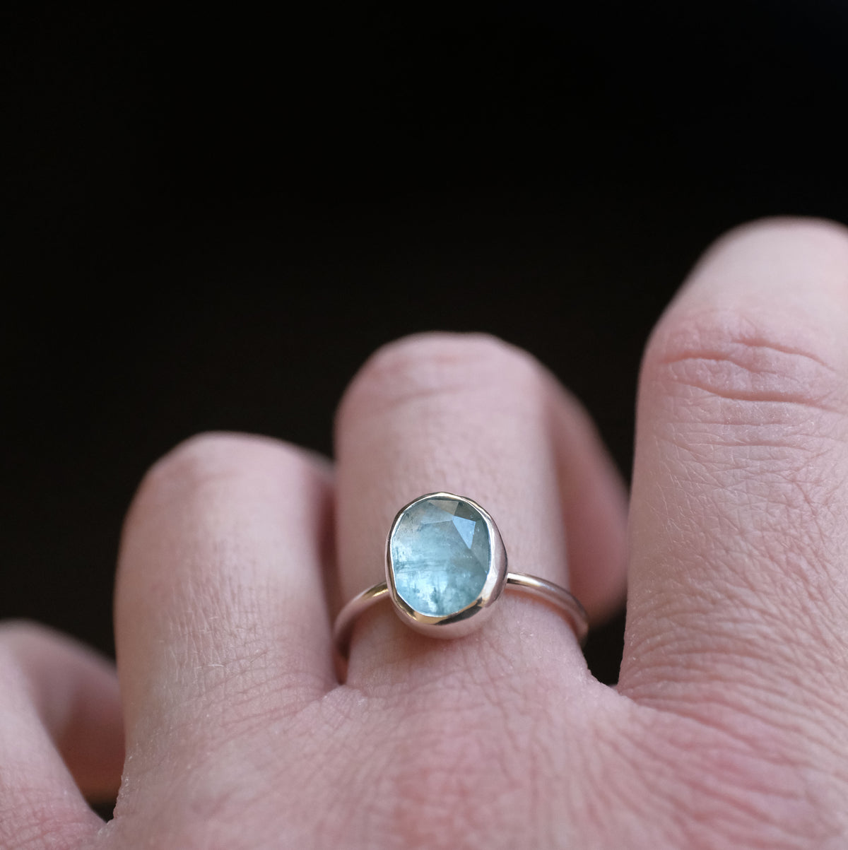 Aqua Kyanite Chiquito Ring (Size 7) - One of a Kind