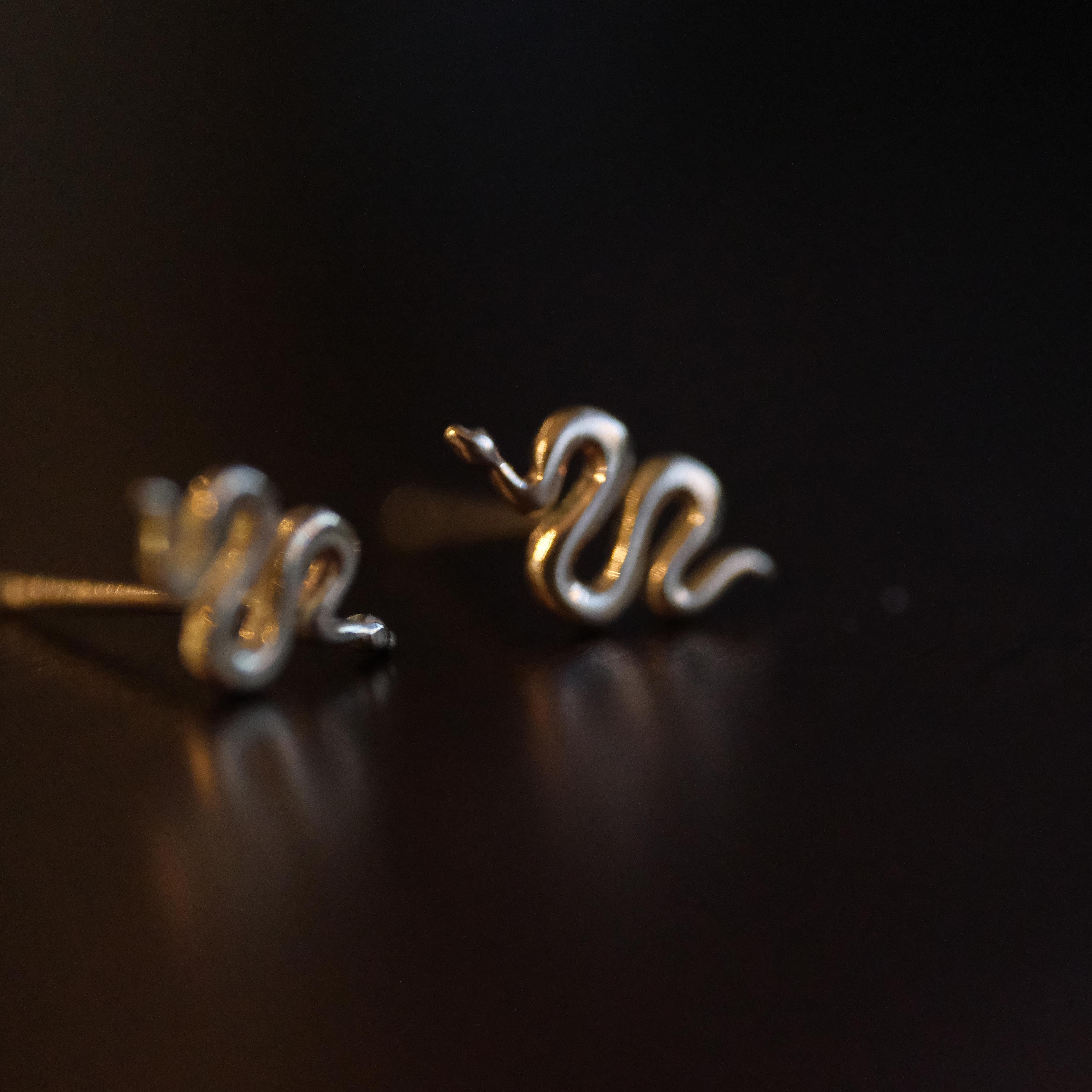 14k Tiny Serpent Studs