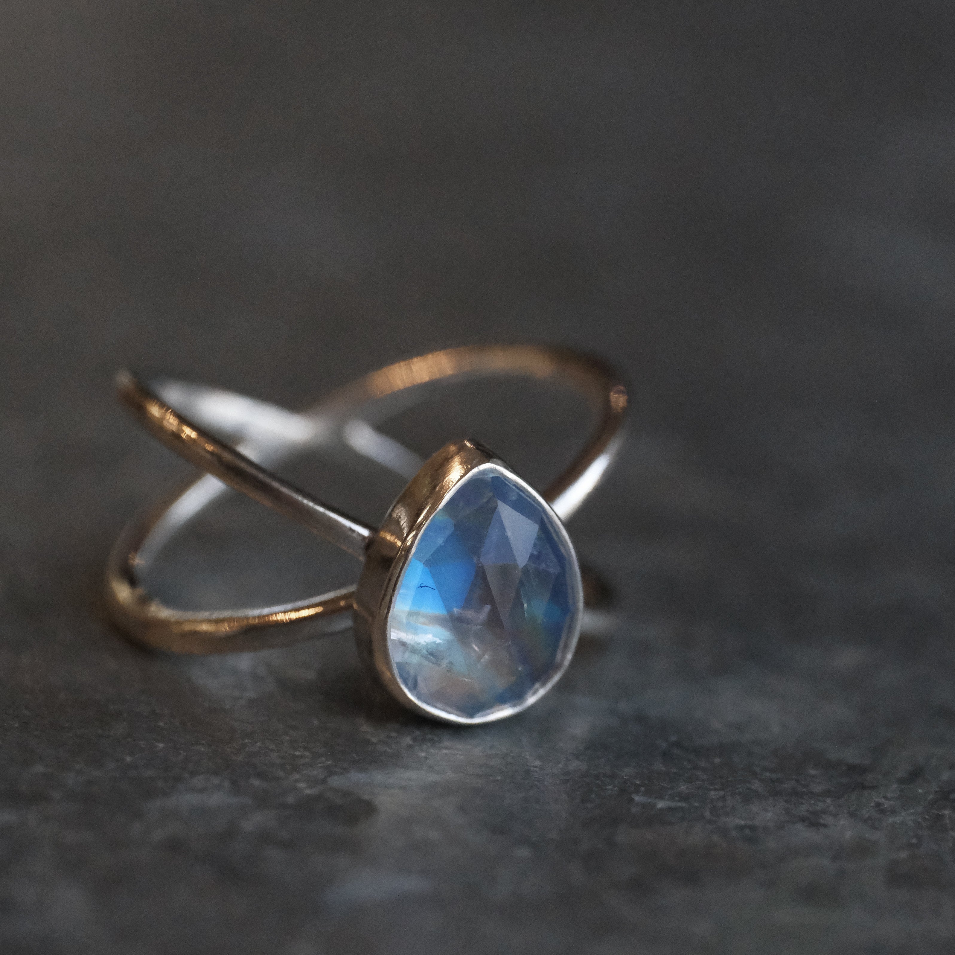 Moonstone Atom Ring (Size 8) - One of a Kind