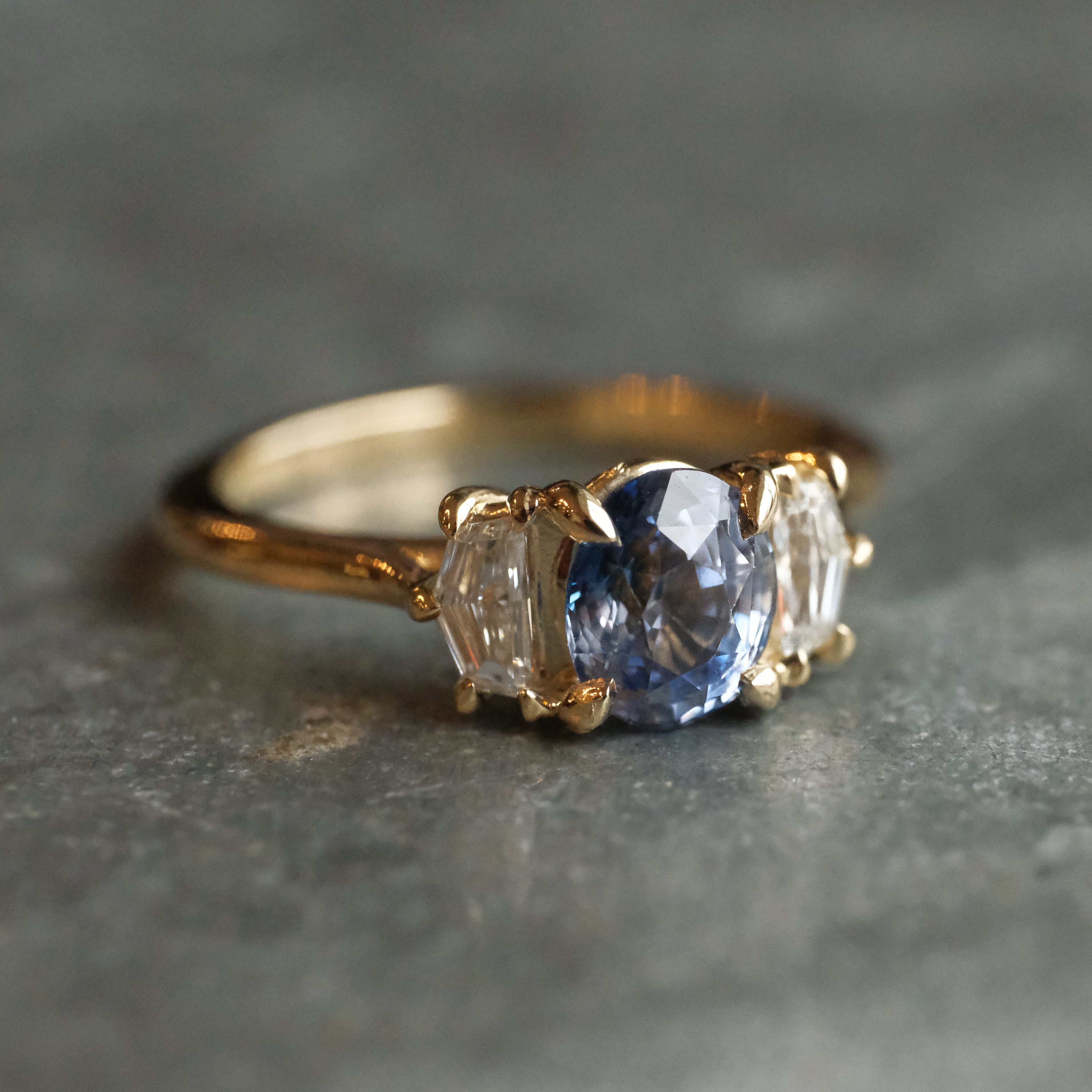 14k Sapphire + Lab Diamond Luna Ring - One of a Kind