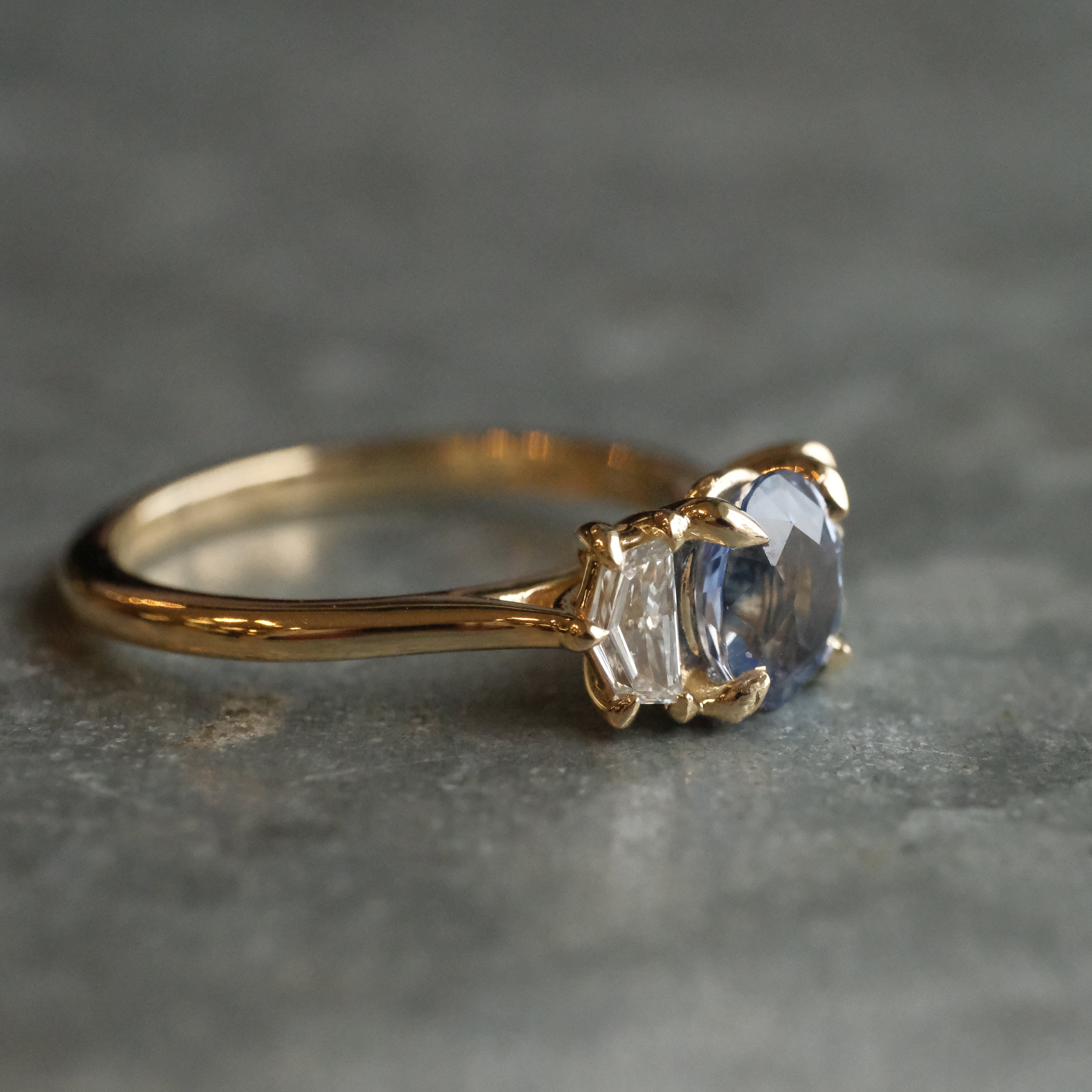 14k Sapphire + Lab Diamond Luna Ring - One of a Kind