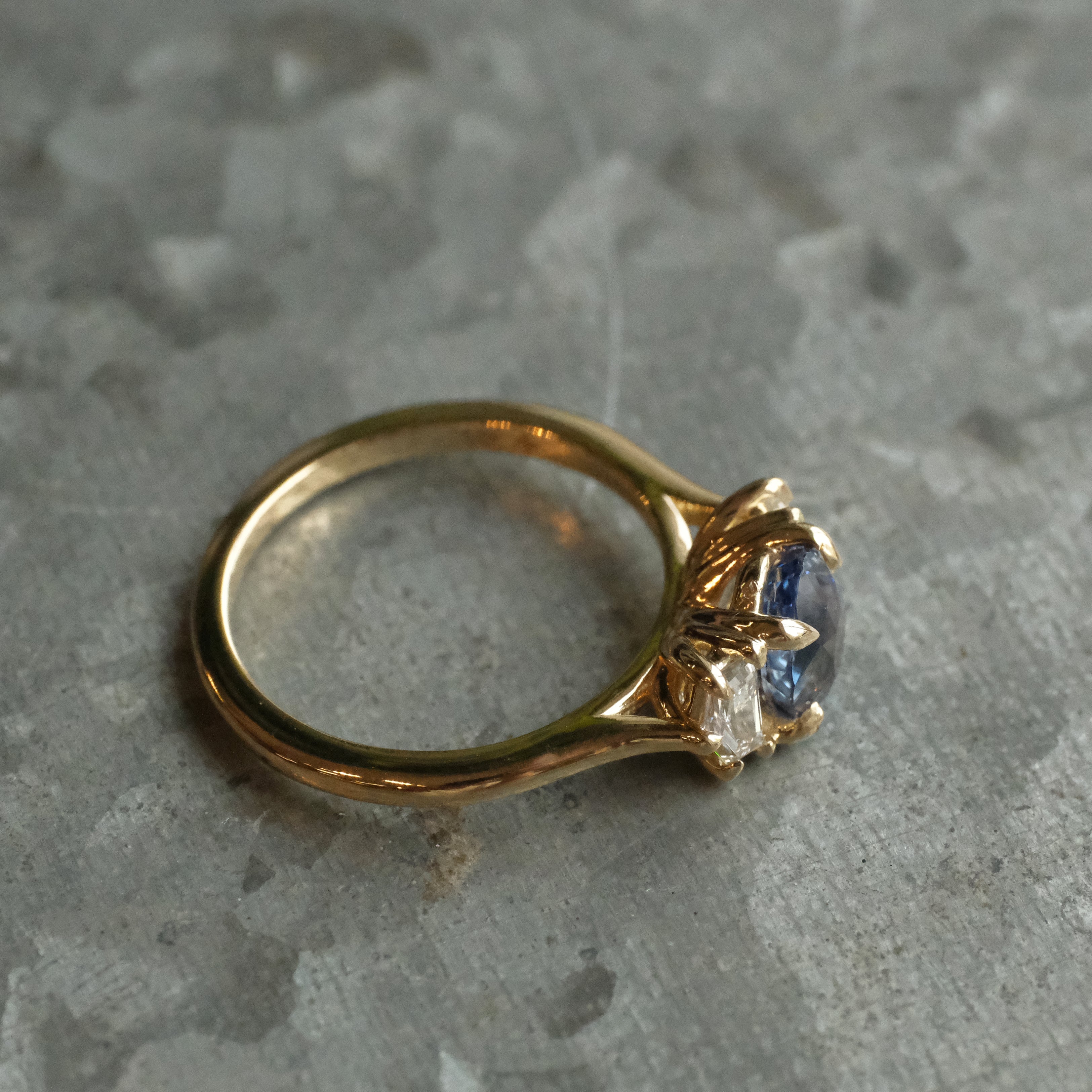 14k Sapphire + Lab Diamond Luna Ring - One of a Kind