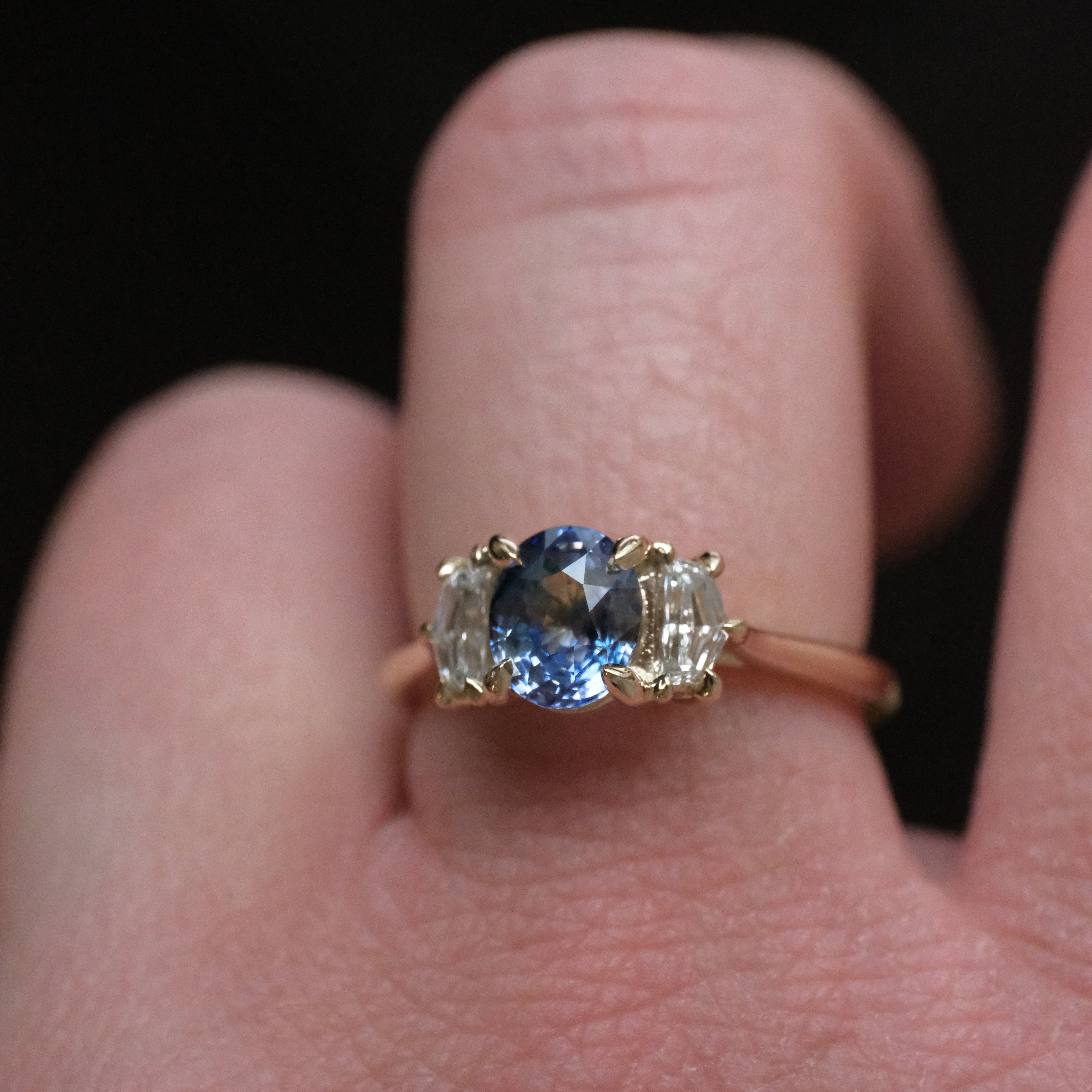 14k Sapphire + Lab Diamond Luna Ring - One of a Kind