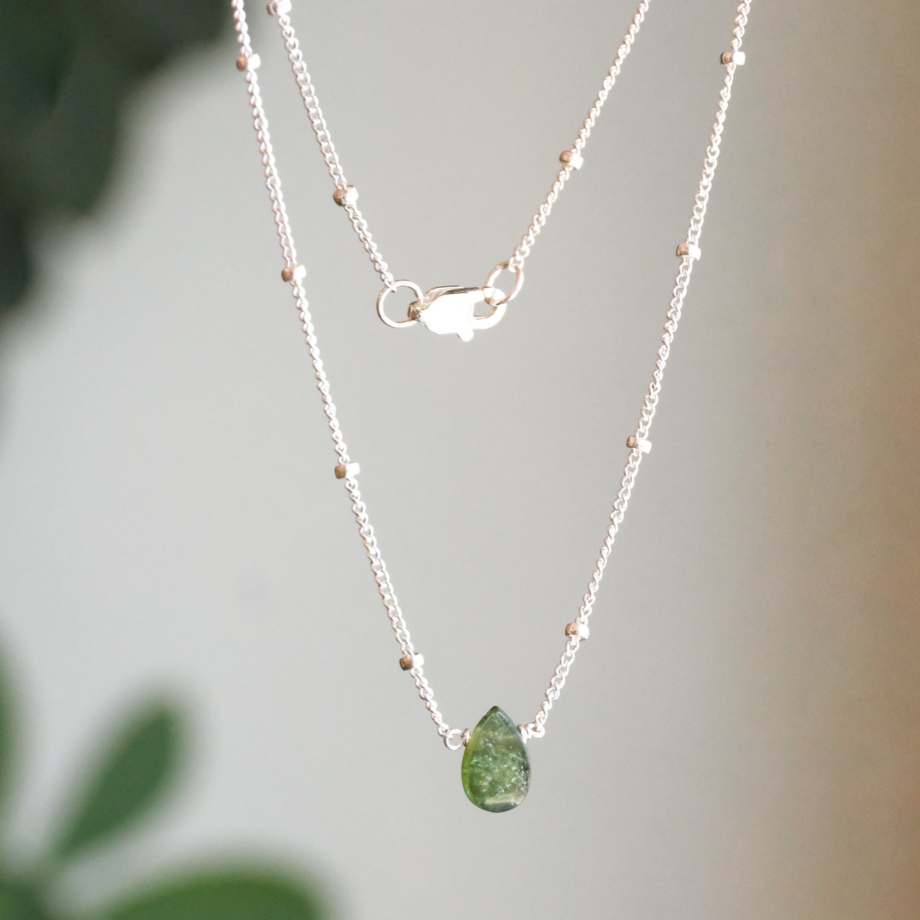 Tiny Tourmaline + Sterling Necklace