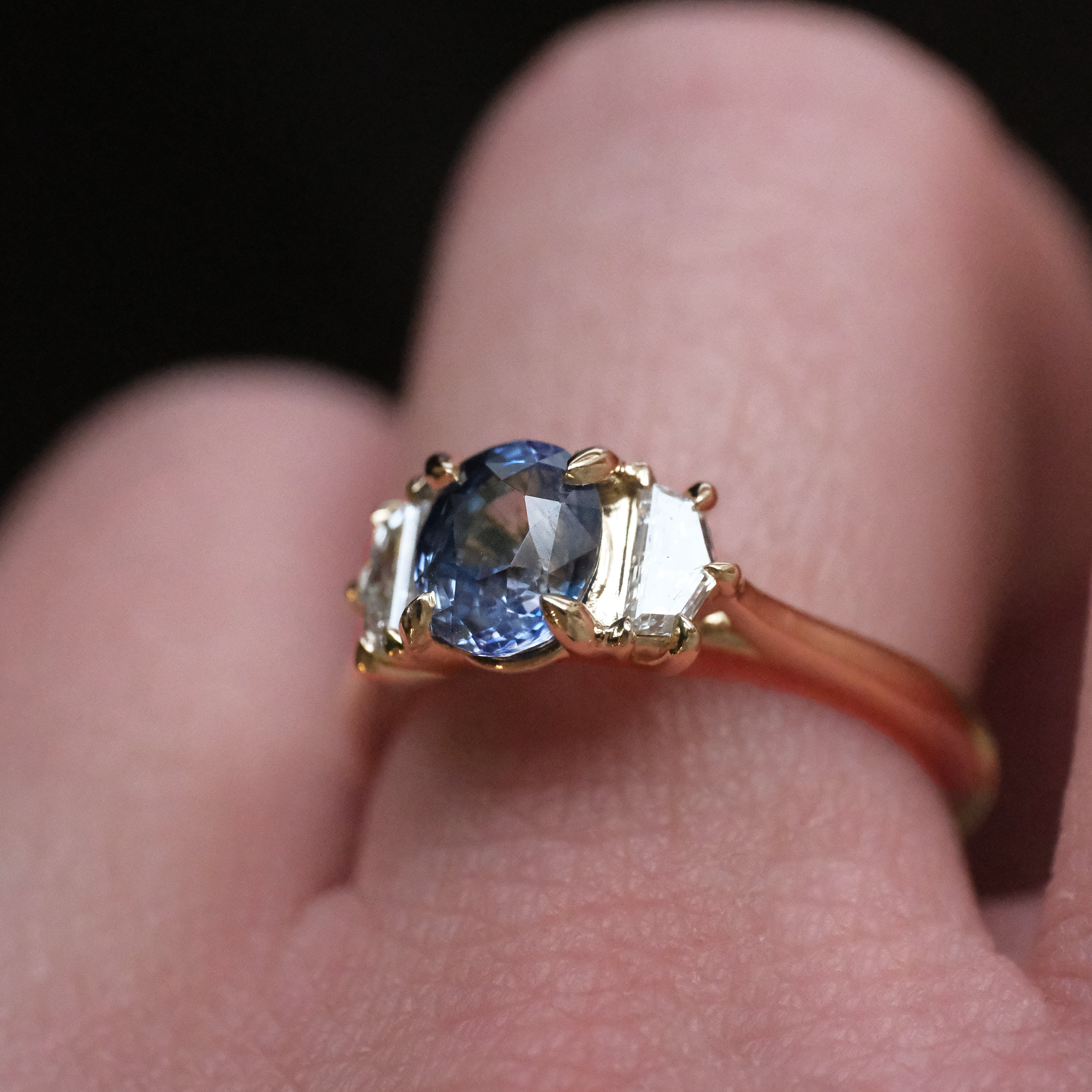 14k Sapphire + Lab Diamond Luna Ring - One of a Kind