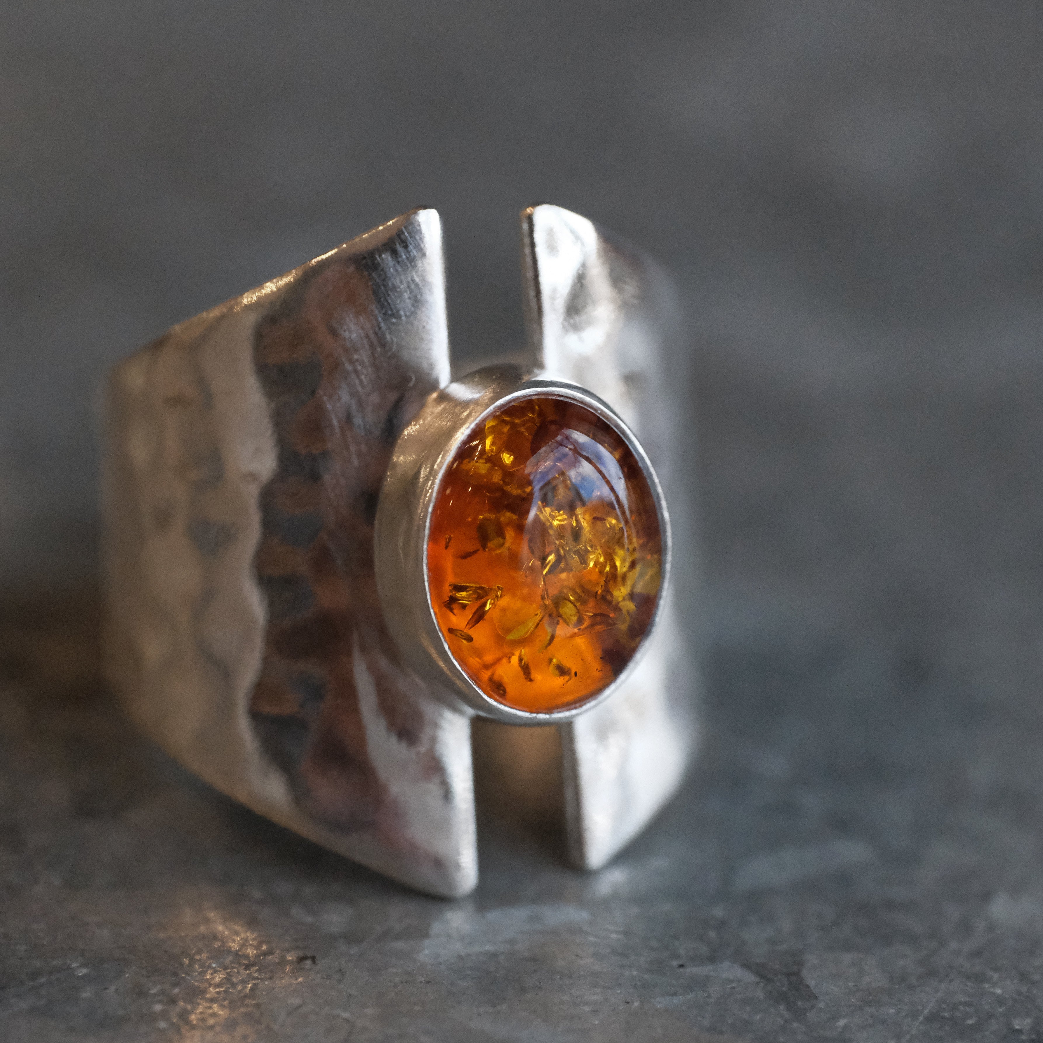 Amber Shield Ring (Size 6) - One of a Kind