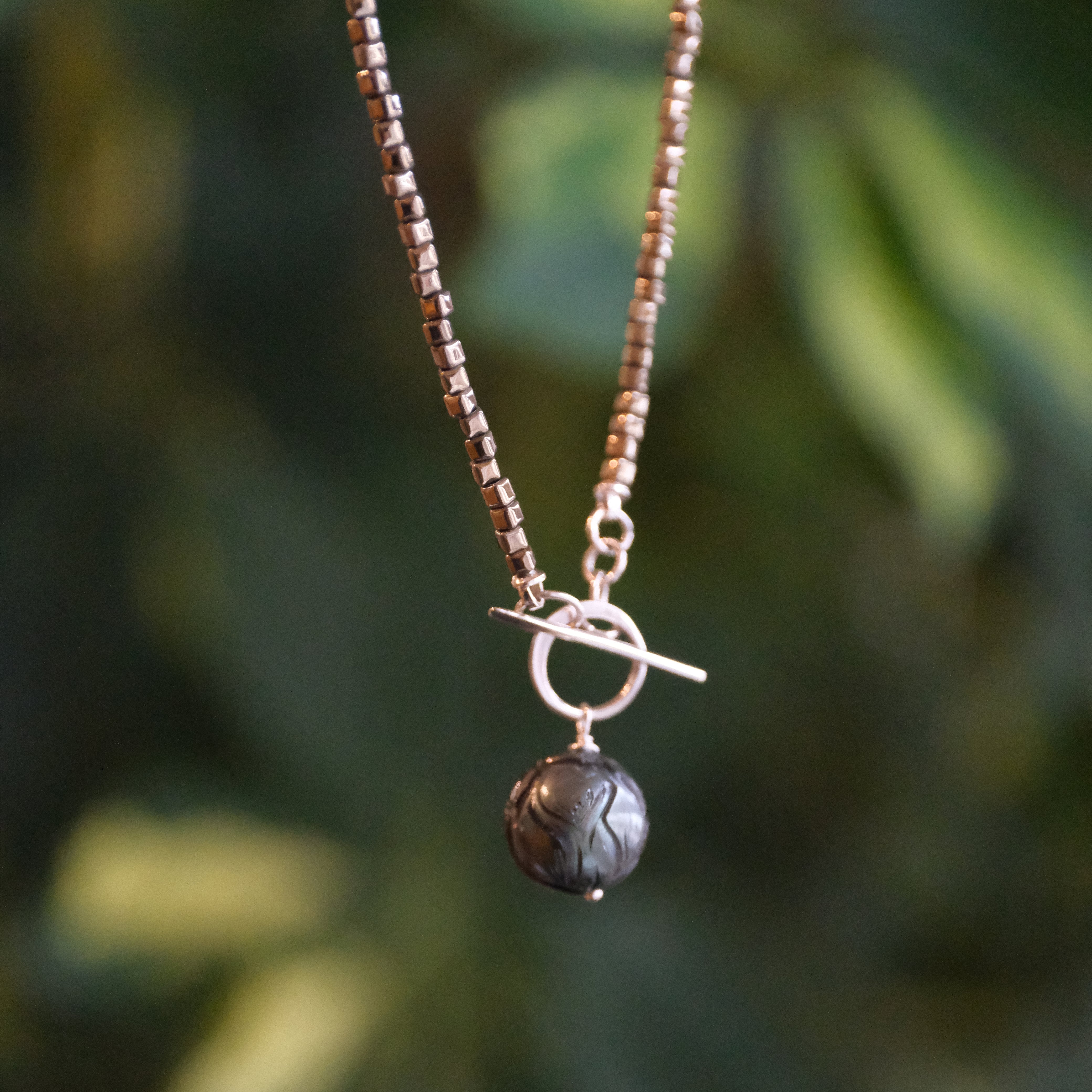 Evening Pyrite + Pearl Necklace - One of a Kind
