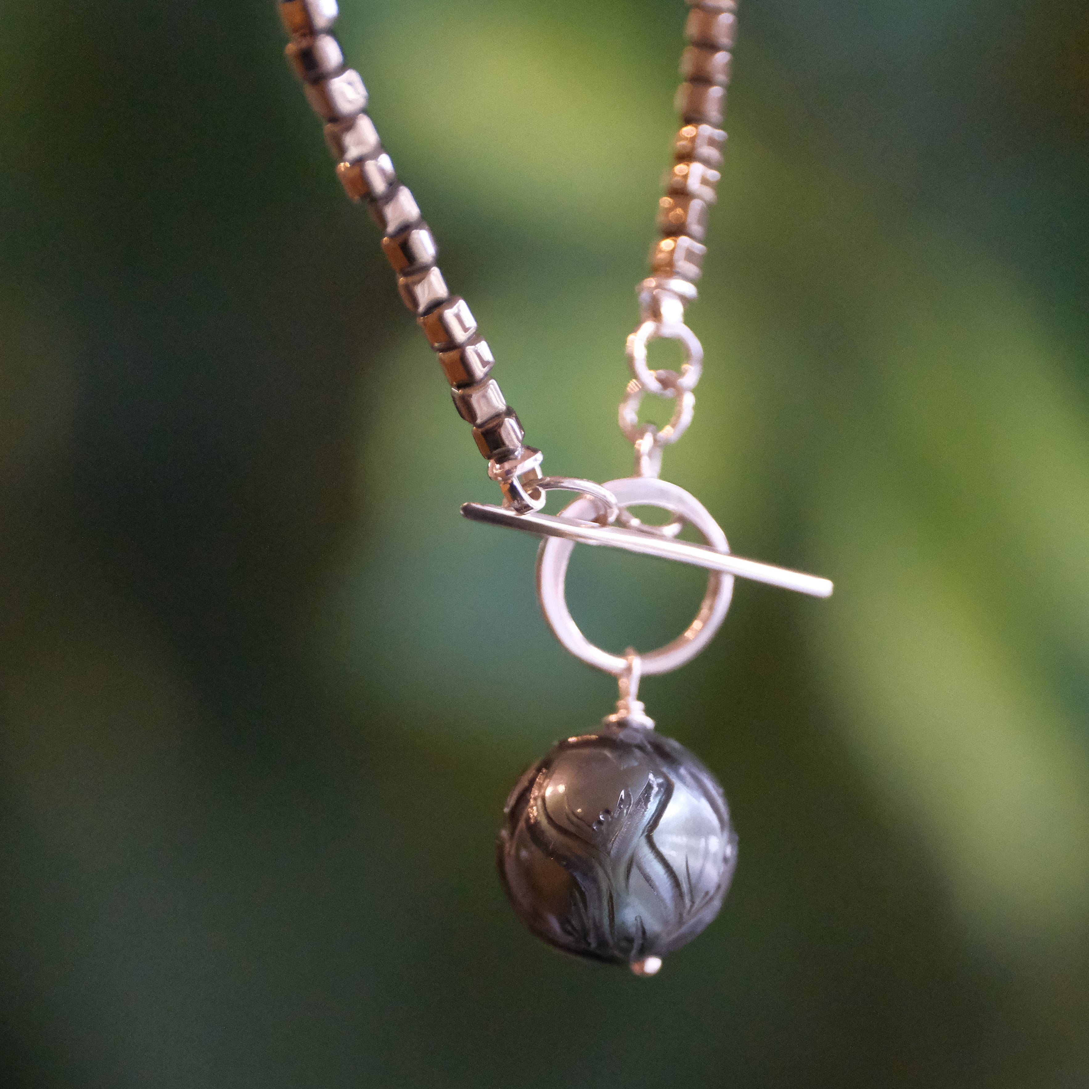 Evening Pyrite + Pearl Necklace - One of a Kind