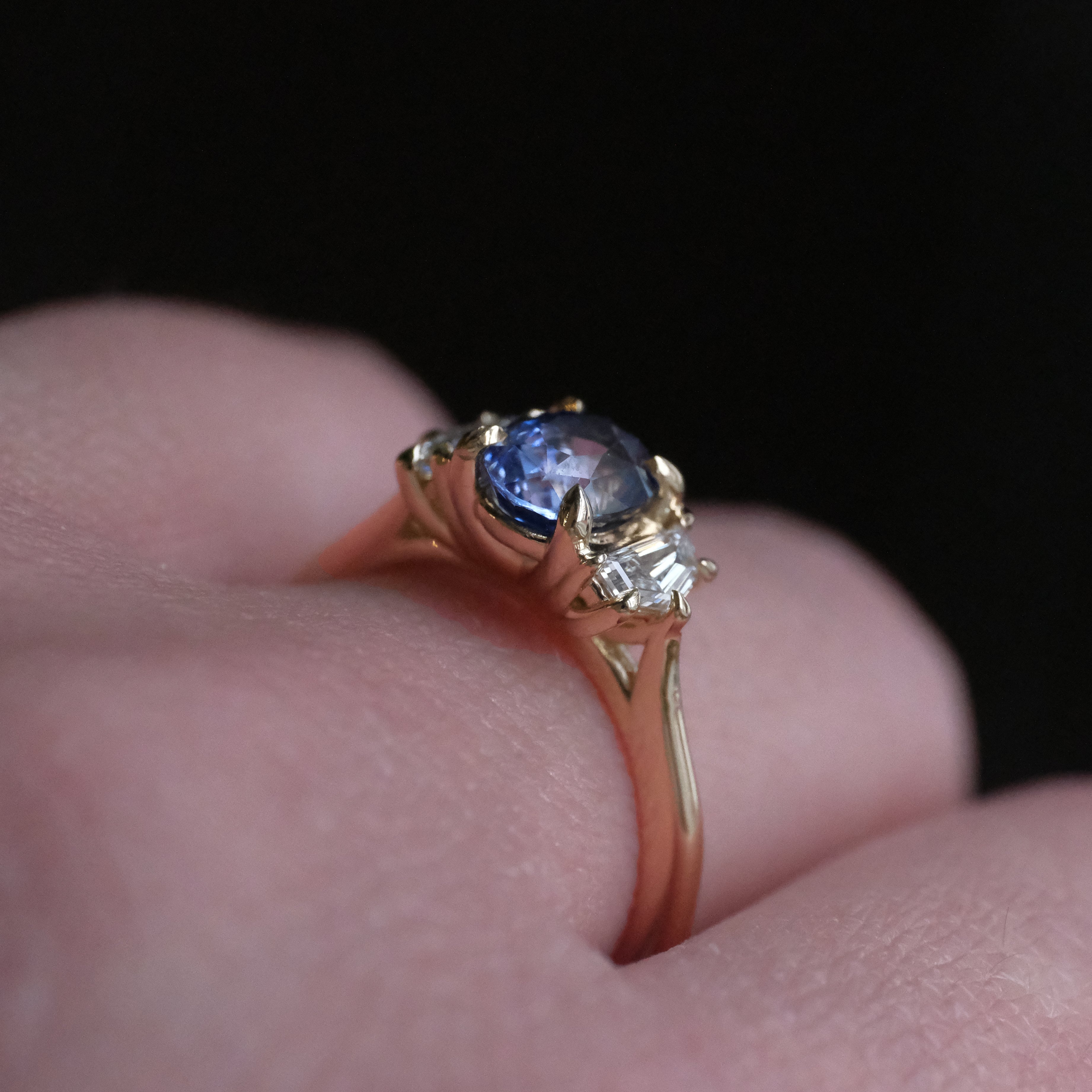 14k Sapphire + Lab Diamond Luna Ring - One of a Kind