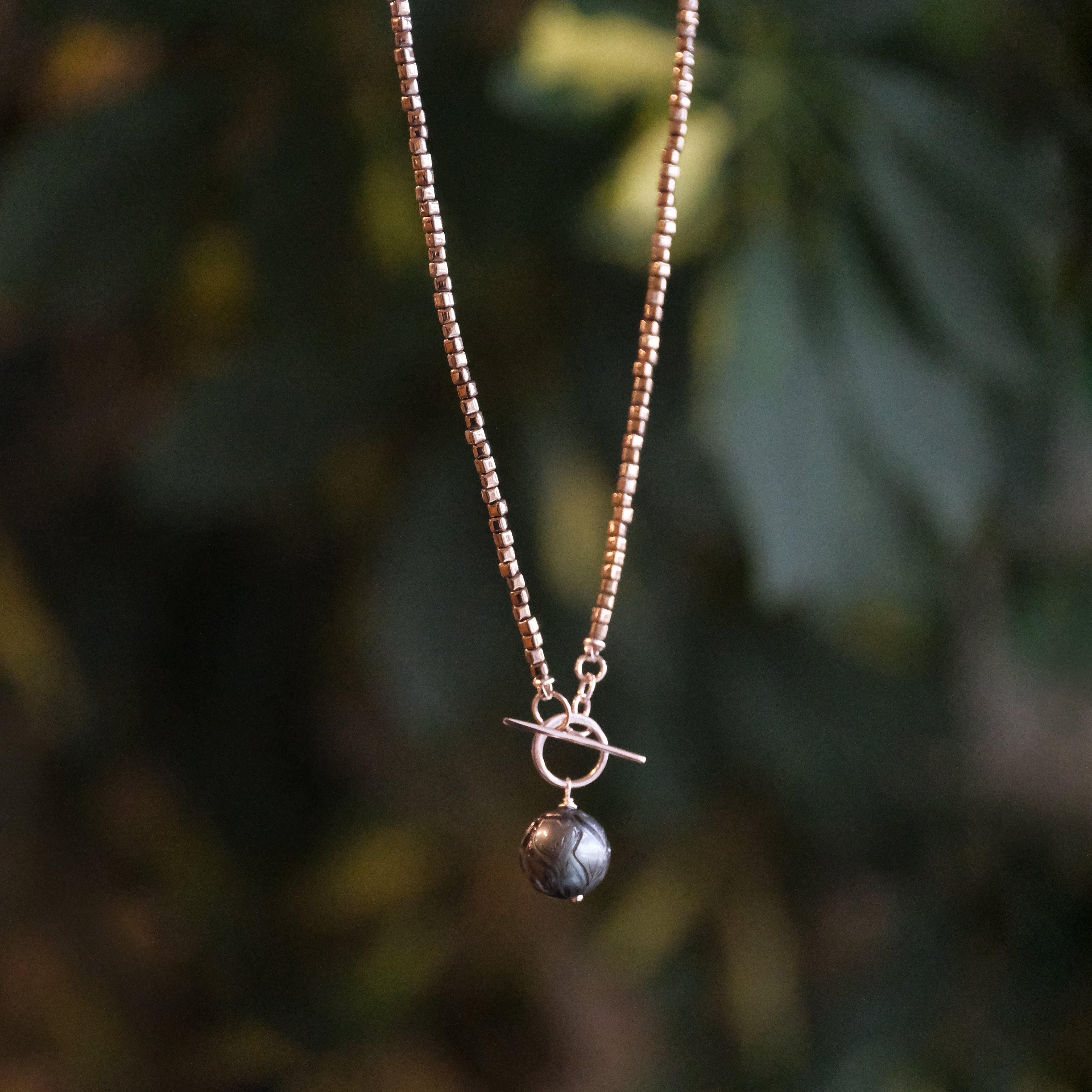 Evening Pyrite + Pearl Necklace - One of a Kind